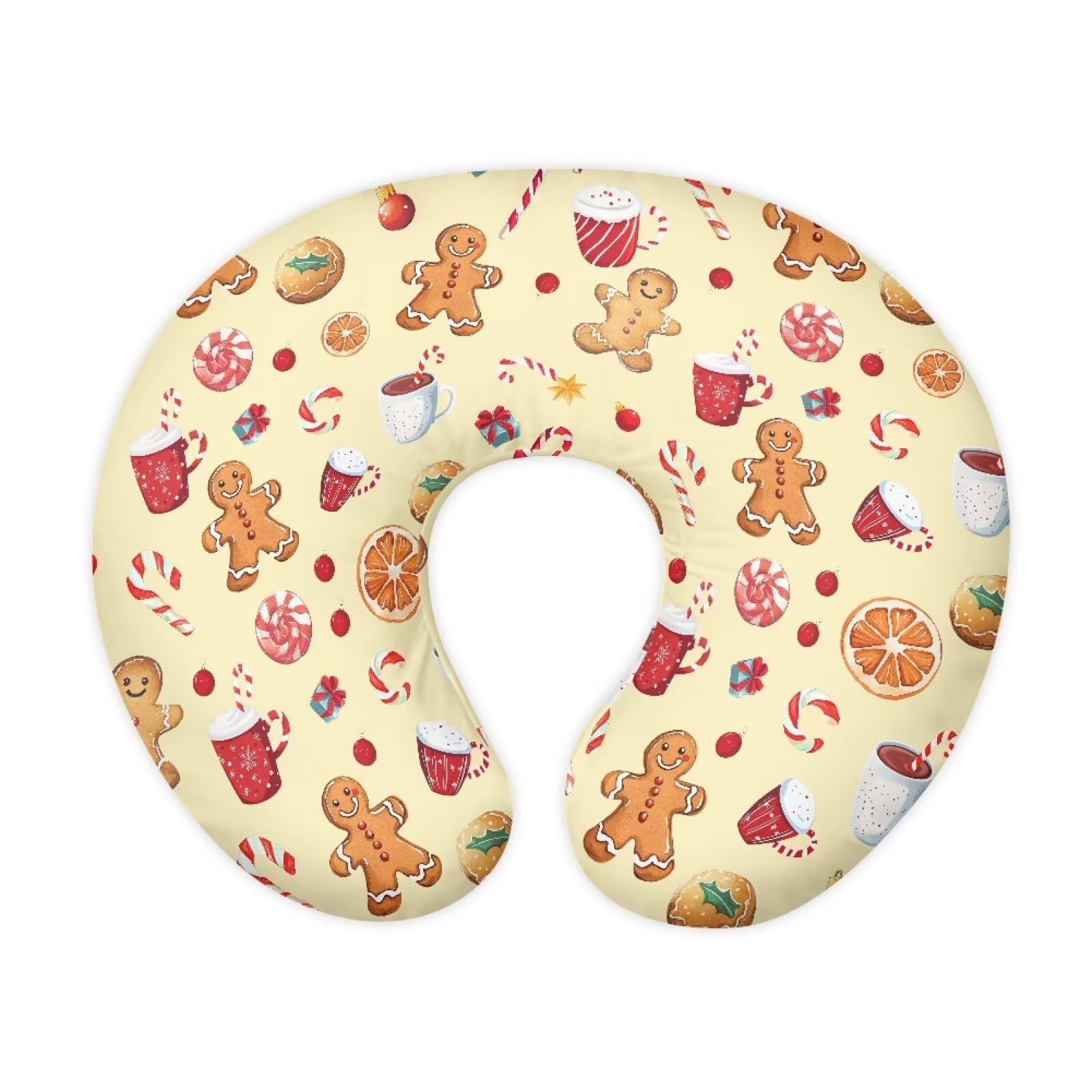 Suhoaziia Christmas Candy Gingerbread Nursing Pillowcase for Boys Girls Machine Washable Pillow Cover Fits 22x18x6 Inch Breastfeeding and Bottle Feeding Surpot Pillows, Easy to Put On & Remove