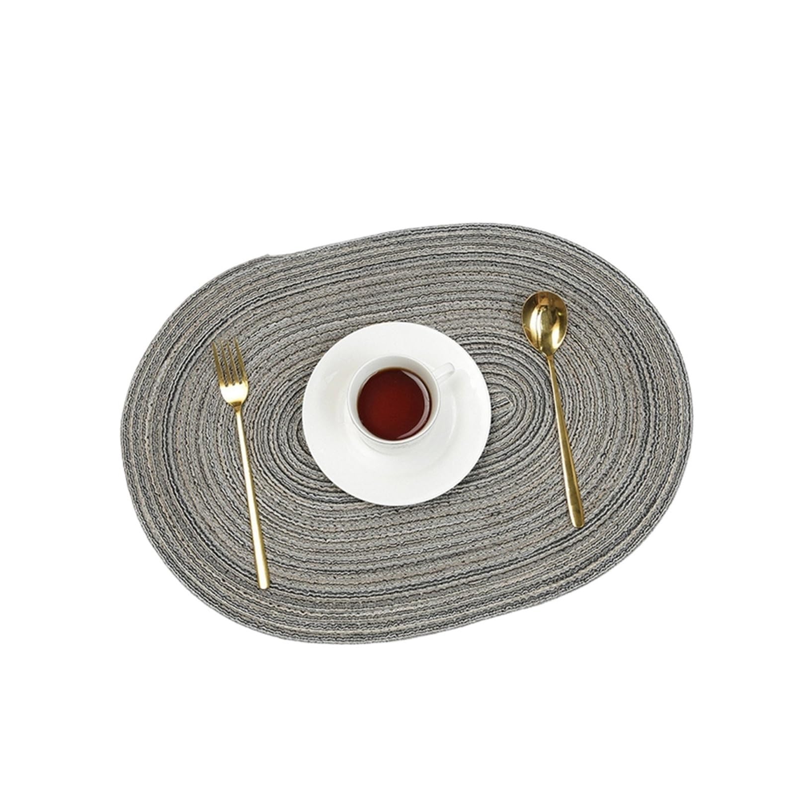 Tapis de table ovale tressé gris idéal pour vos repas de famille chaleureux