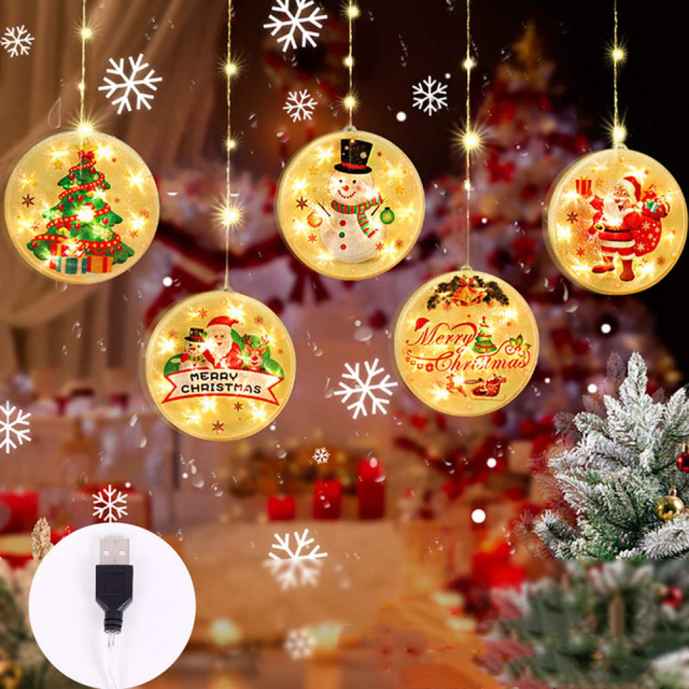 Decoración navideña Elk Snowman Navidad Cortina Luces, Adornos de Navidad, Feliz Año Nuevo, Luz de Navidad 3