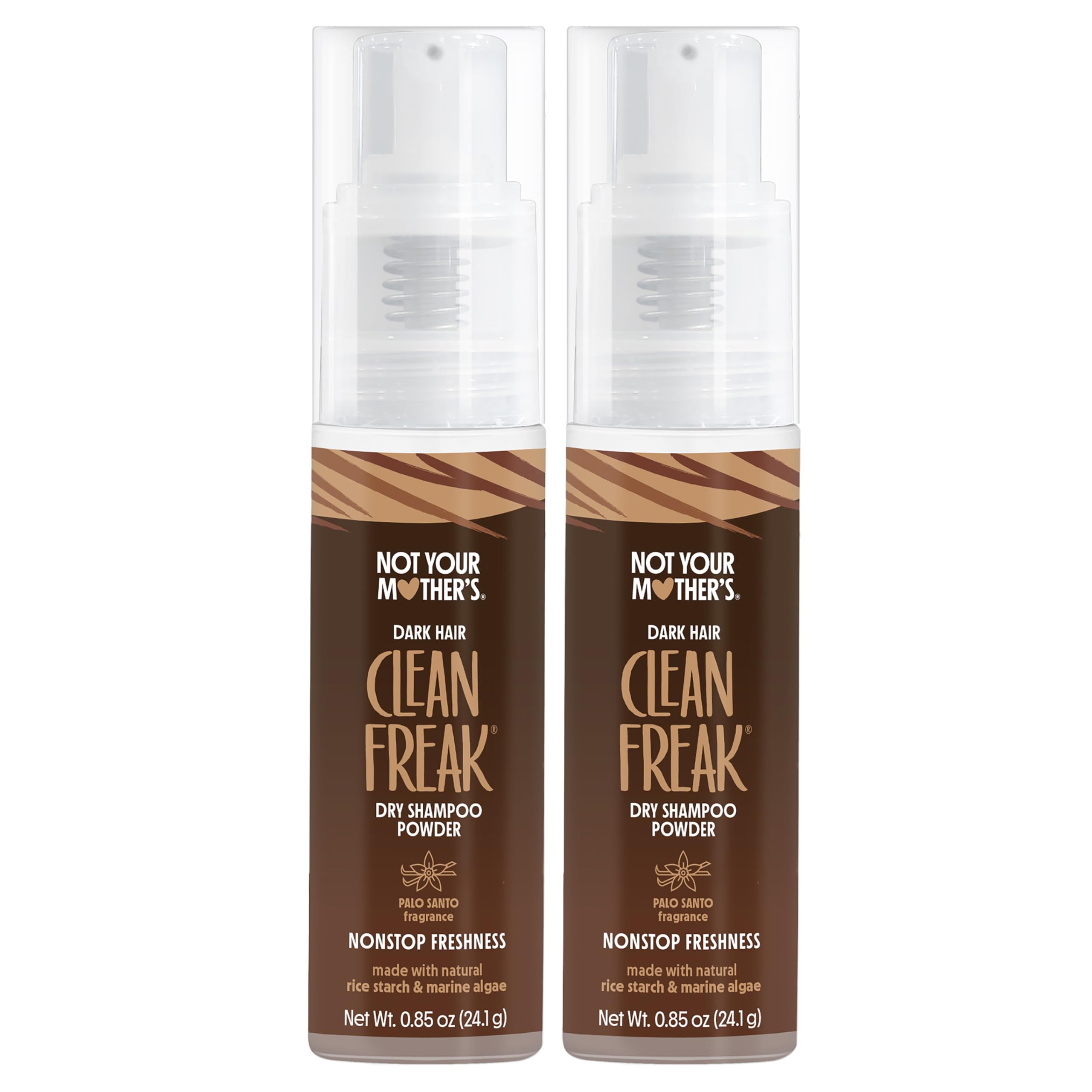 Clean Freak Dark Hair Dry Shampoo Powder (2-Pack) - .85 oz Each - Non-Aerosol Powder Absorbs Oil and Refreshes Dark Hair Shades