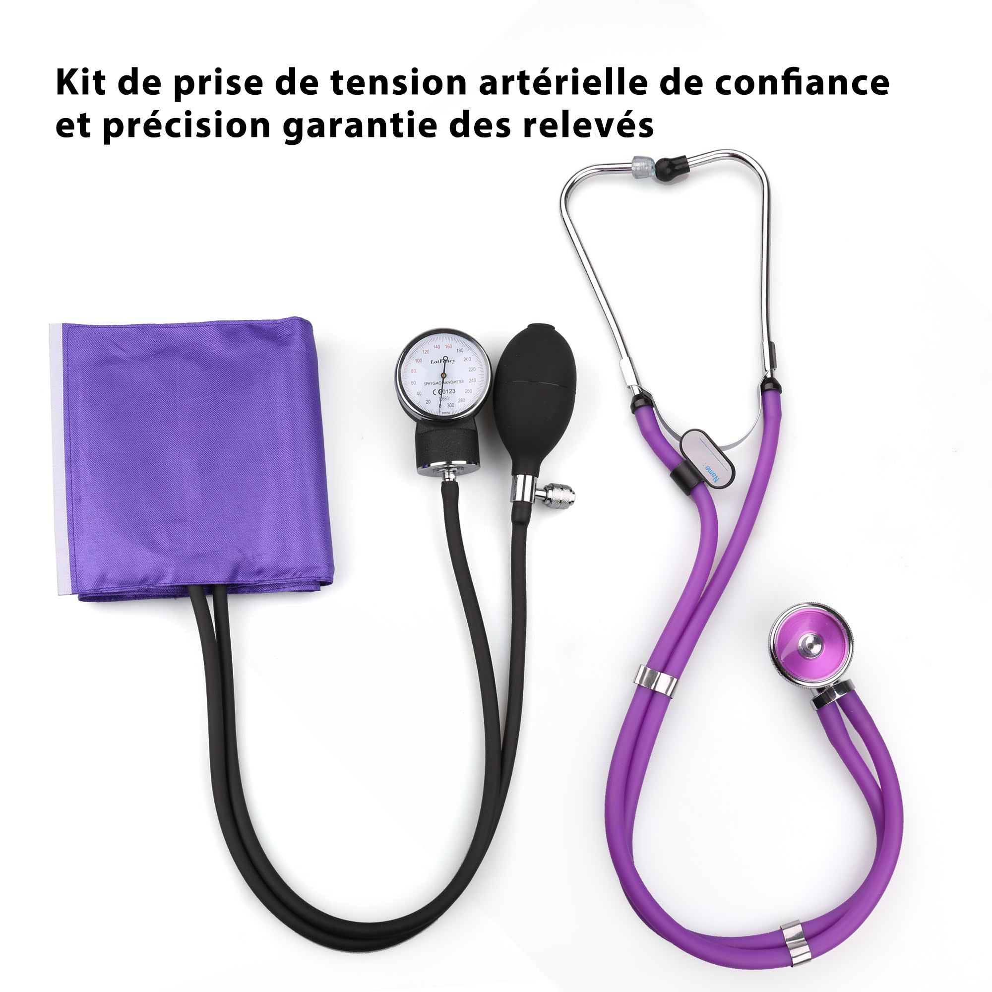 Tensiomètre Manuel Professionnel avec Stéthoscope, pour Adultes | Kit Sphygmomanomètre Anéroïde Haute Précision, Brassard Réglable 25,4-40,6 cm, Dispositif Médical Conforme CE