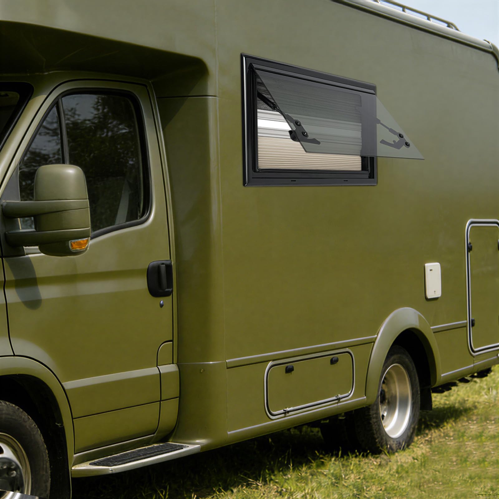 Wohnmobil Fenster, Wohnmobilfenster Wohnwagen Fenster RV-Ausstellfenster, Wohnwagenfenster Mit Integriertem Rollo Und Fliegengitter, Camper Fenster FüR Wohnwagen Van Camper (500x300mm)