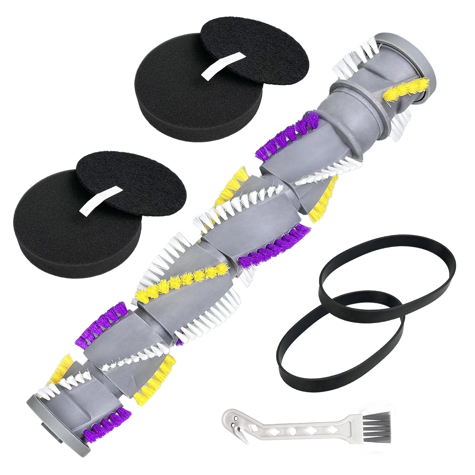 Piezas de repuesto para aspiradora compatibles con Bissell Cleanview Swivel Pet Crosswave 2252 2253 2254 2258 2486 2488 2489, 1 rodillo de cepillo, 2 filtros y 2 correas