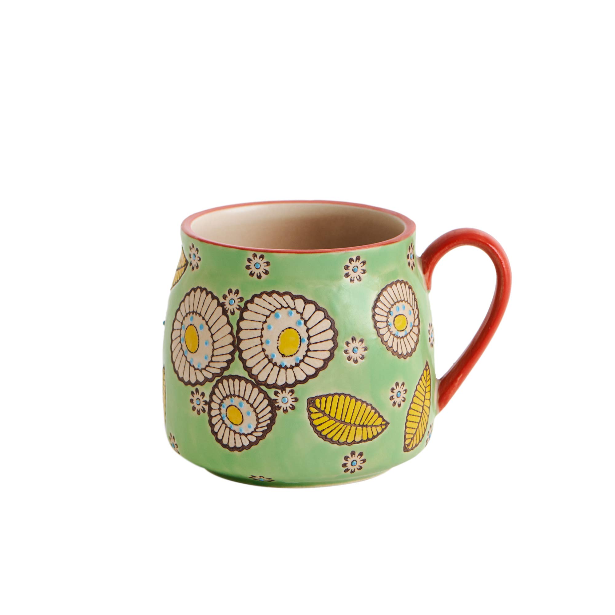 Chumbak Cheer Mug Tableware, Home Decor, Ceramicware, Plates and Platters, Serveware, Kitchenware, Colourful, Unique Chumbak Design, Green, 20 X 20 X 3 cms