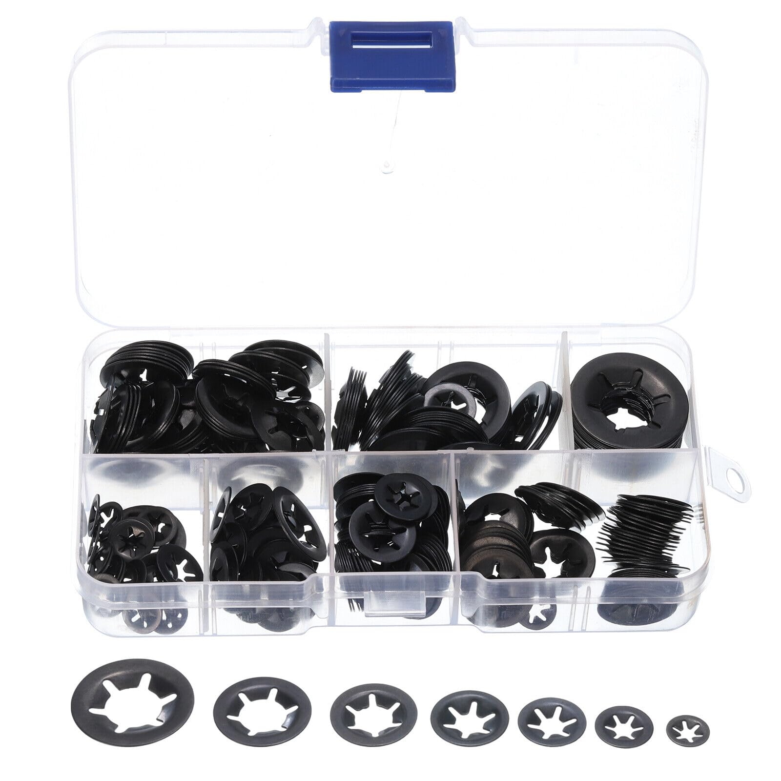 Toolparts and Accessories 280 Pcs Internal Tooth Washers Kit 7 Sizes M3/M4/M5/M6/M8/M10/M12 65Mn Steel (#CN#130824-08441)