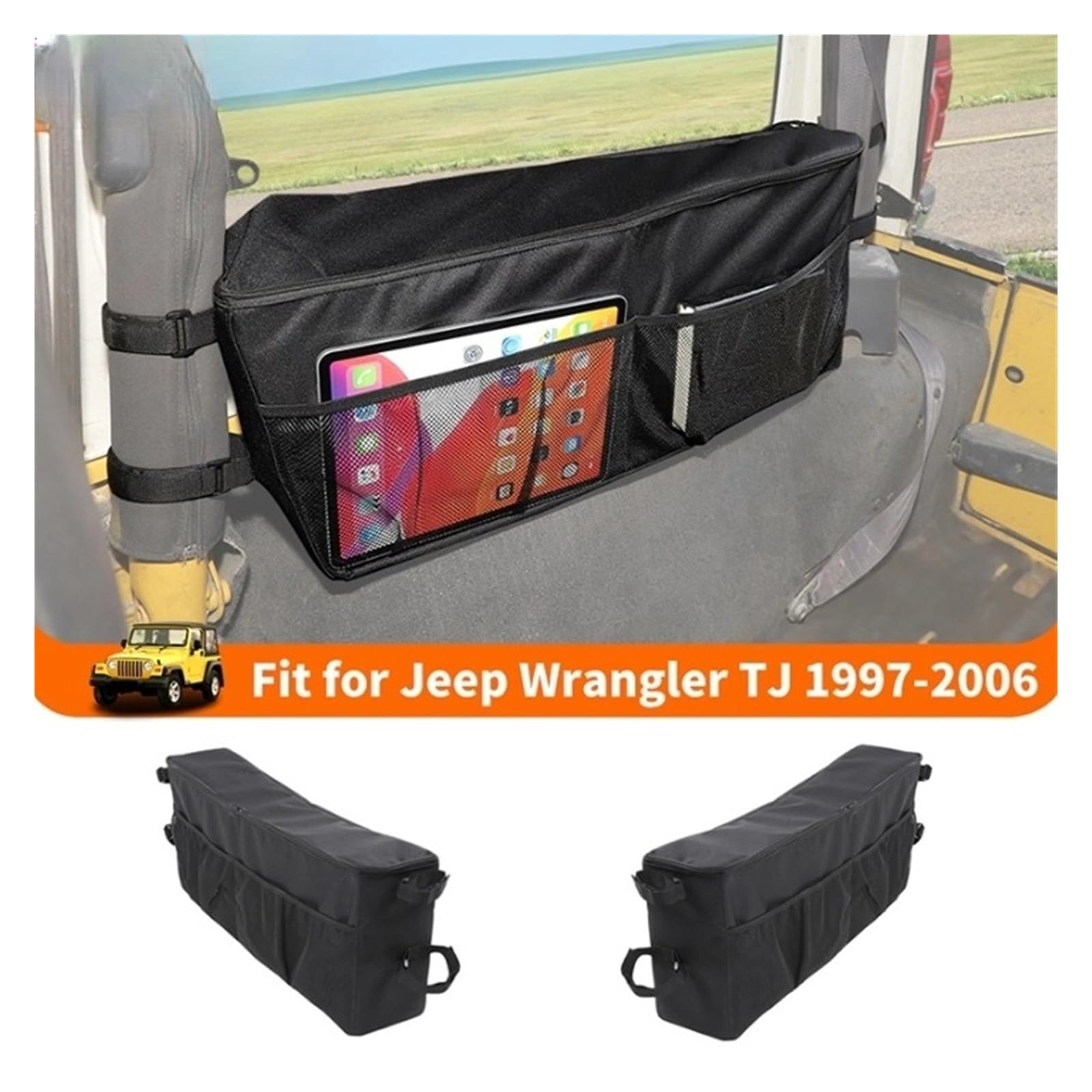 Bolsa organizadora de Almacenamiento for Ventana Lateral de Maletero de Coche, Accesorios compatibles con Jeep Wrangler TJ 1997, 1998, 1999, 2000, 2001, 2002, 2003, 2004, 2005, 2006, Organizador