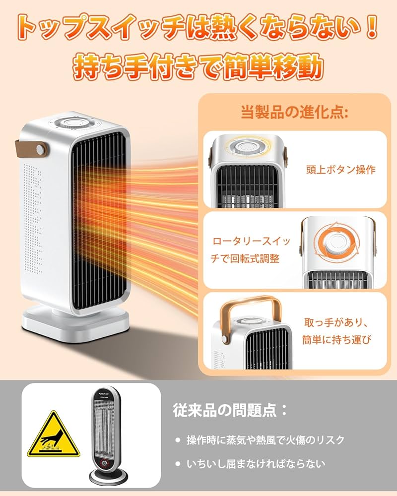 Amazon | Yokepro セラミックヒーター【2025冬新登場】 小型 速暖 電気