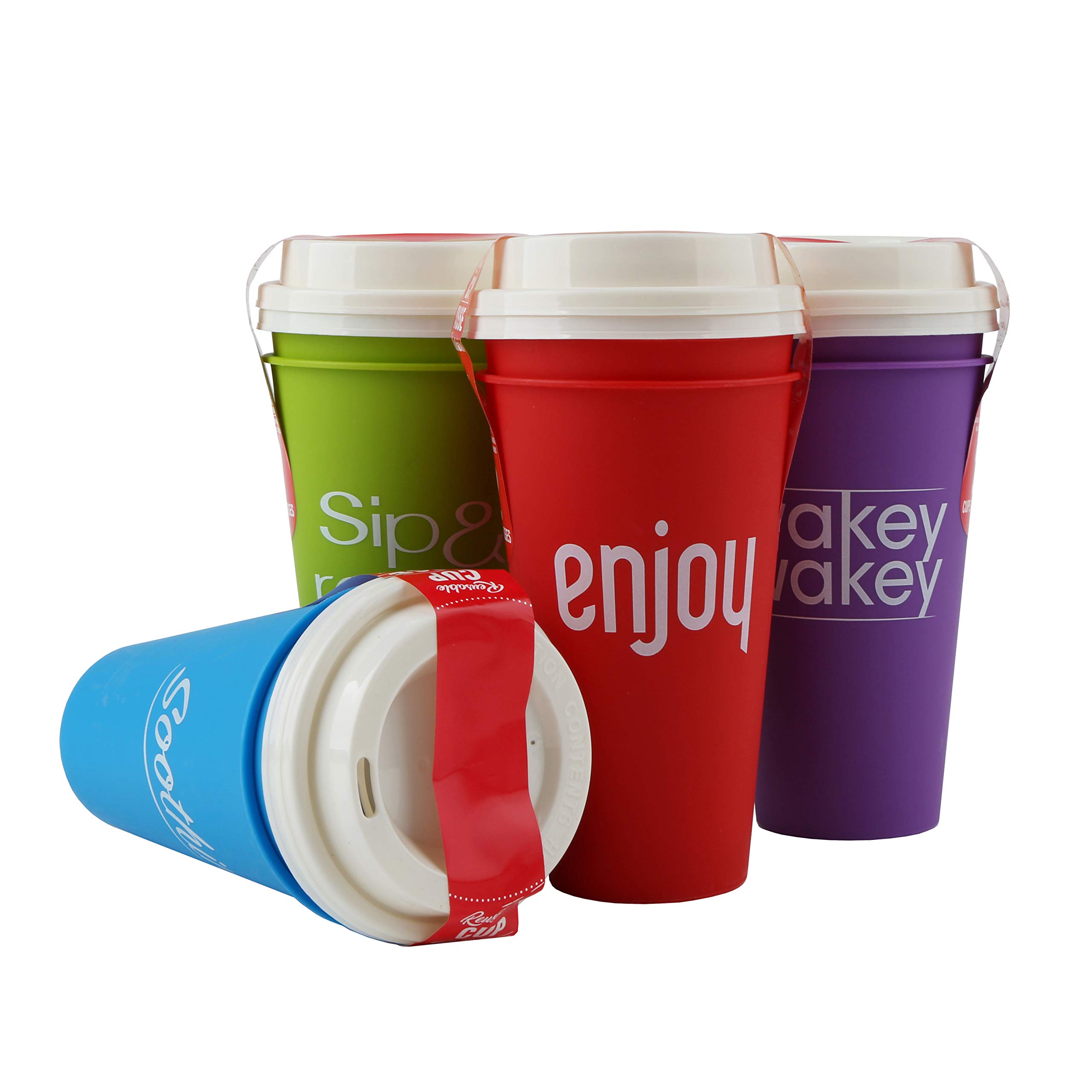 Take It To Go with Lids Reusable Plastic Travel Cups 16 OZ -8 pcs