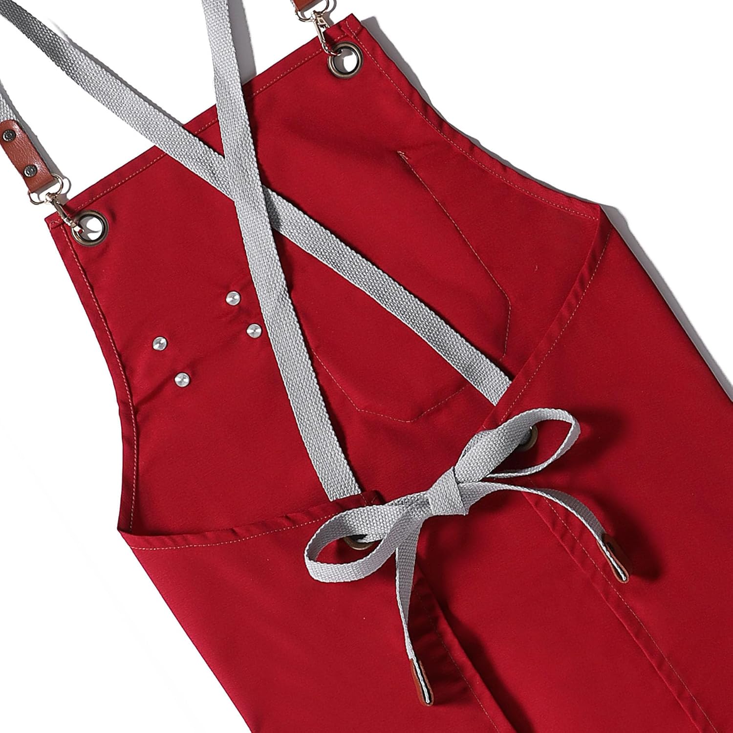 Chef Apron, Cooking Aprons for Men, Cross Back Waterproof Apron with Pockets, Canvas Adjustable Strap Kitchen Aprons