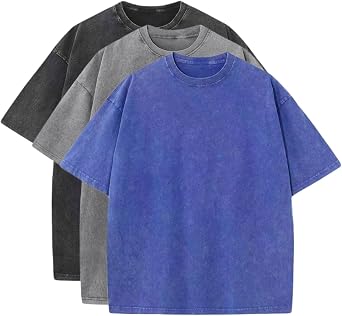 Mens Oversized Heavy Cotton Summer T-Shirts - Vintage Tee Loose Fit Short Sleeve Casual Streetwear Tshirts for Men