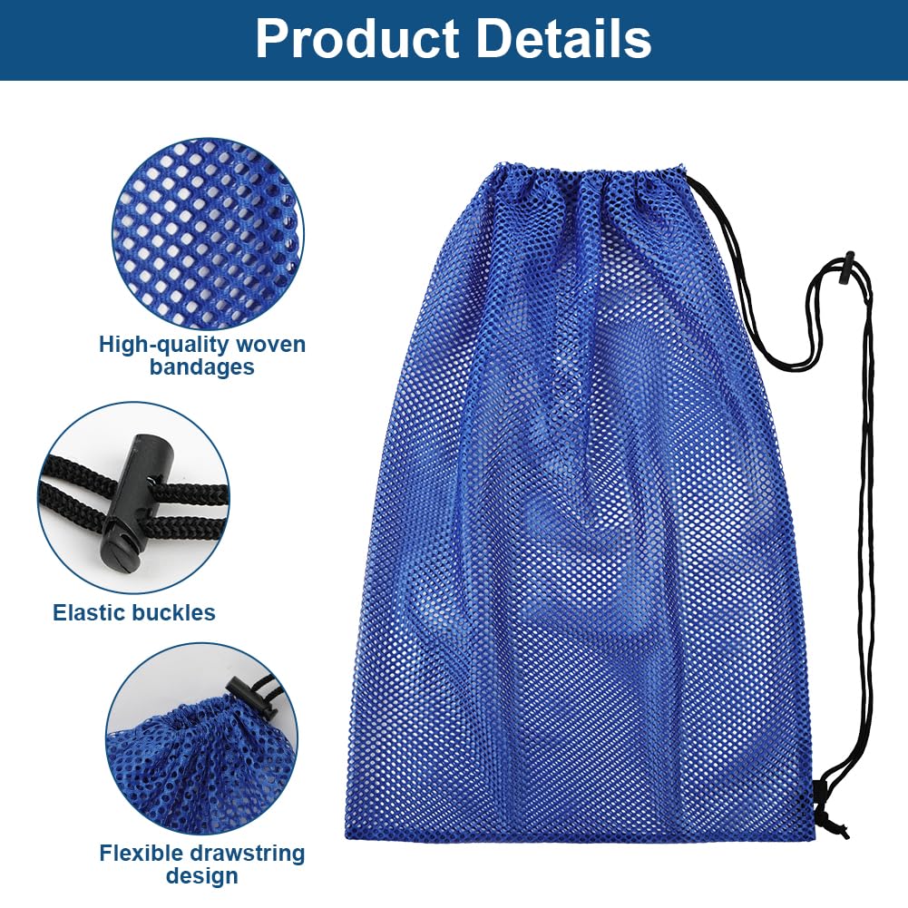 Bolsa Bolsa de Deporte de Malla con Cordón,Grande Bolsa Malla Ajustable,Almacenamiento Portátiles para Baloncesto, Fútbol, ​​Rugby, Voleibol y Netball,Azul