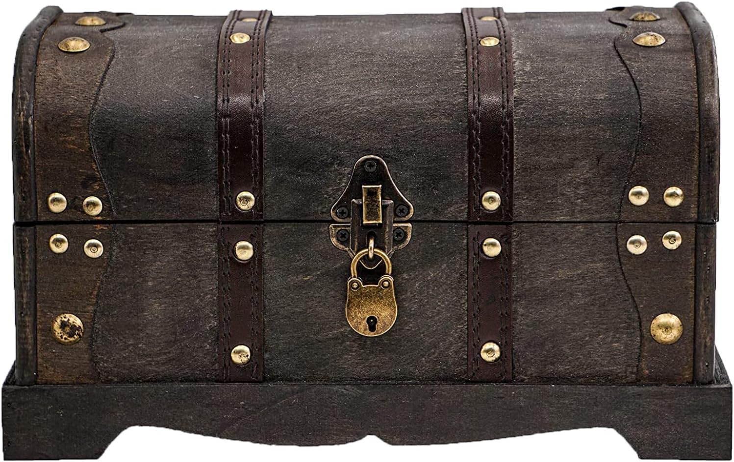 Handmade Wooden Pirate Treasure Chest Storage Box with Lock