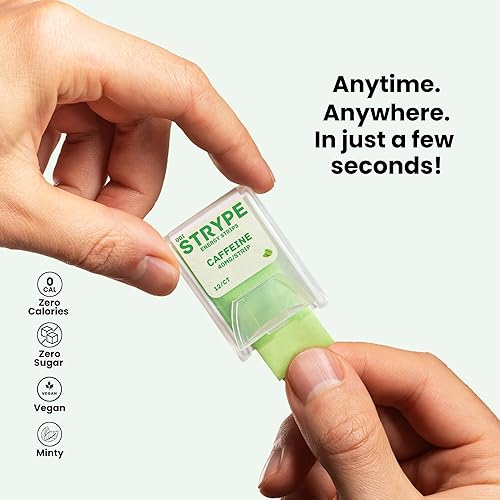 Miniatura 3 de Strype Energy Strips  Tiras de energía instantánea  80 mg de cafeína por porción  Cero calorías  Cero azúcar  Menta de aliento  Portátil  12 tiras