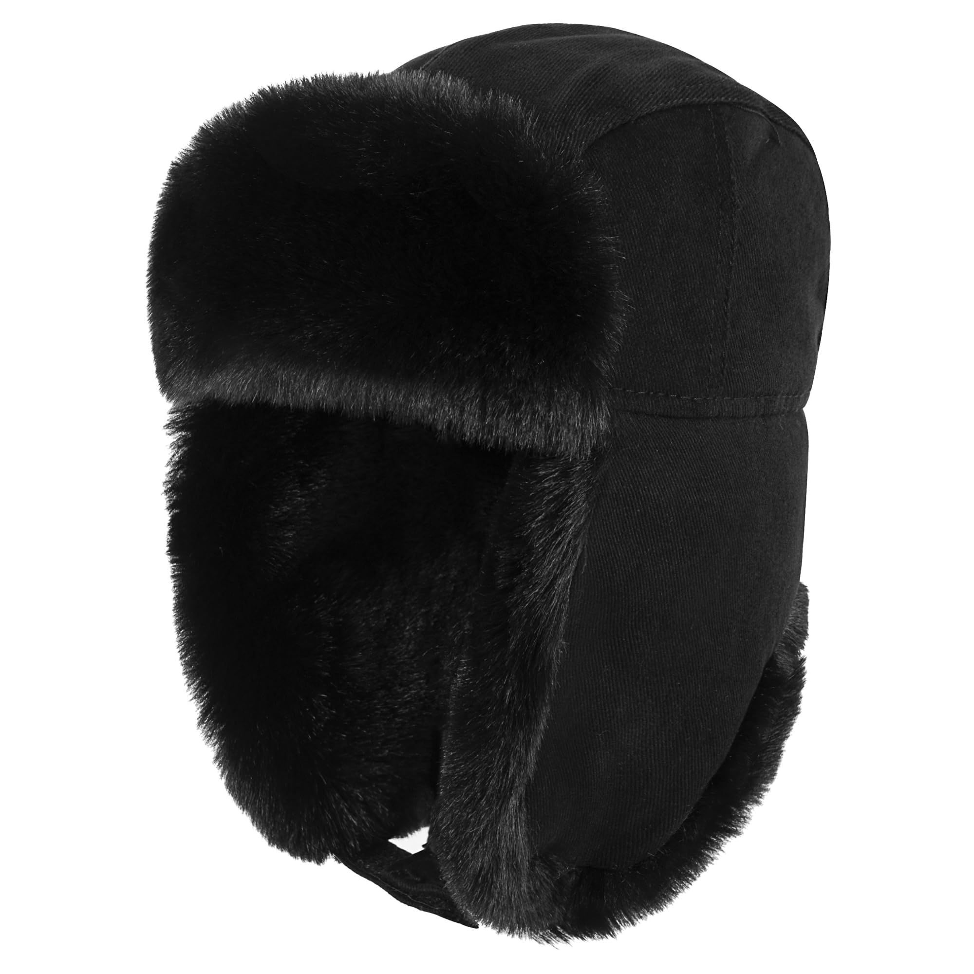 Trapper Hat Warm Windproof Winter Trooper Hats with Earflaps Faux Fur Hunting Hat for Women Men
