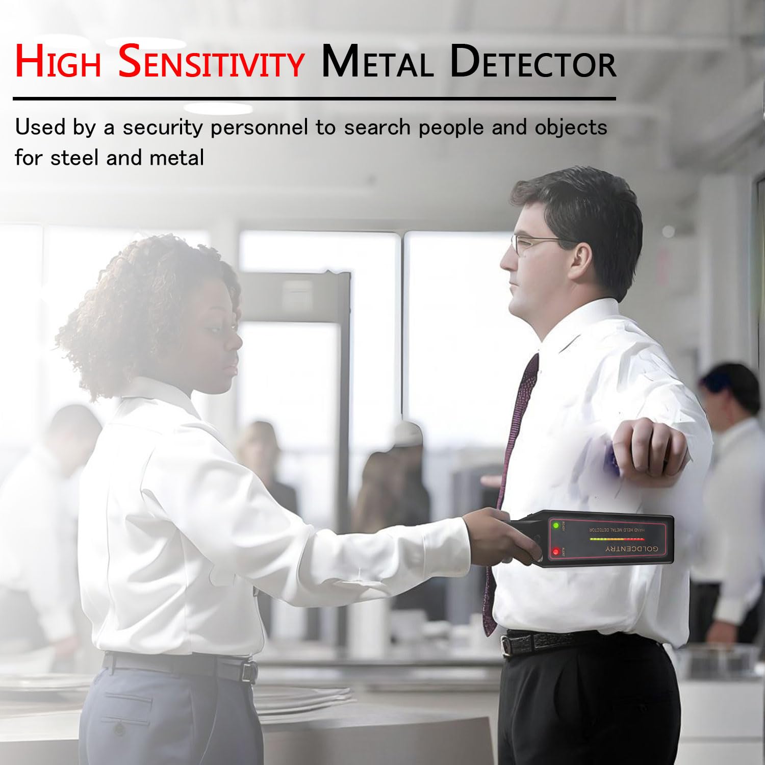 Détecteur de métaux Portable, détecteur de métaux Portable Haute sensibilité avec indicateur de Puissance du Signal, Interrupteur à Faible sensibilité, pour Inspection de sécurité