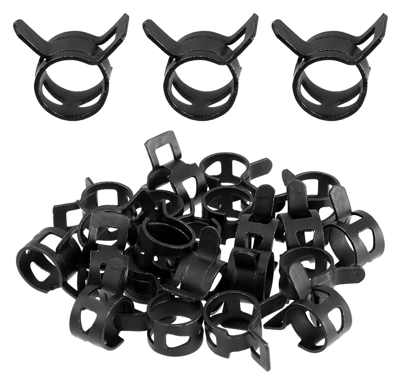 20Pcs Hose Clamps Black Elastic Buckle for Fuel Oil Line Water Pipe 34mm-46mm Fastener Hoop Spring Clips Tube Clamp(20pcs 34mm)