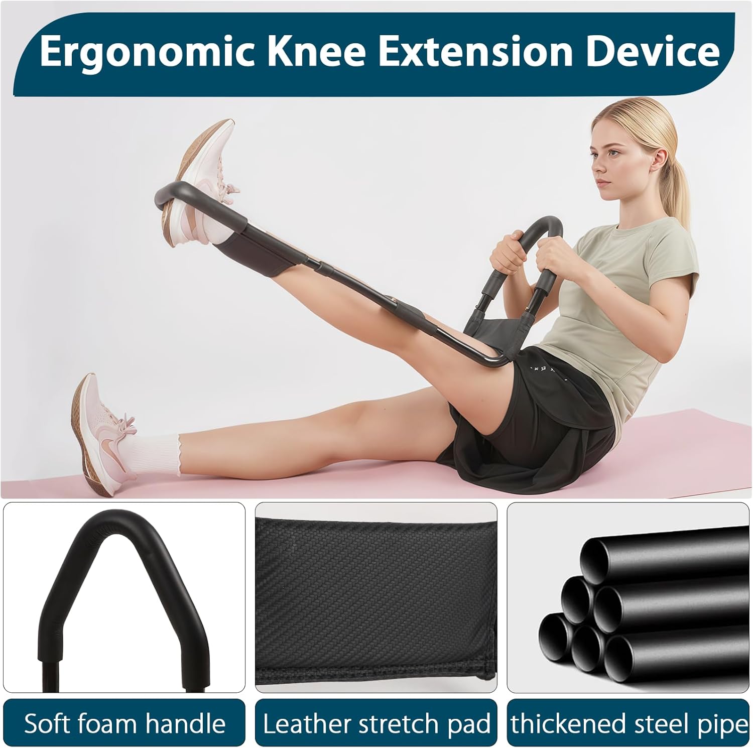 Hamstring Stretcher, Knee Extension Device, Adjustable Lower Back Stretcher, Calf Stretcher, Leg Stretcher and Hip Stretcher for Knee Pain Relief