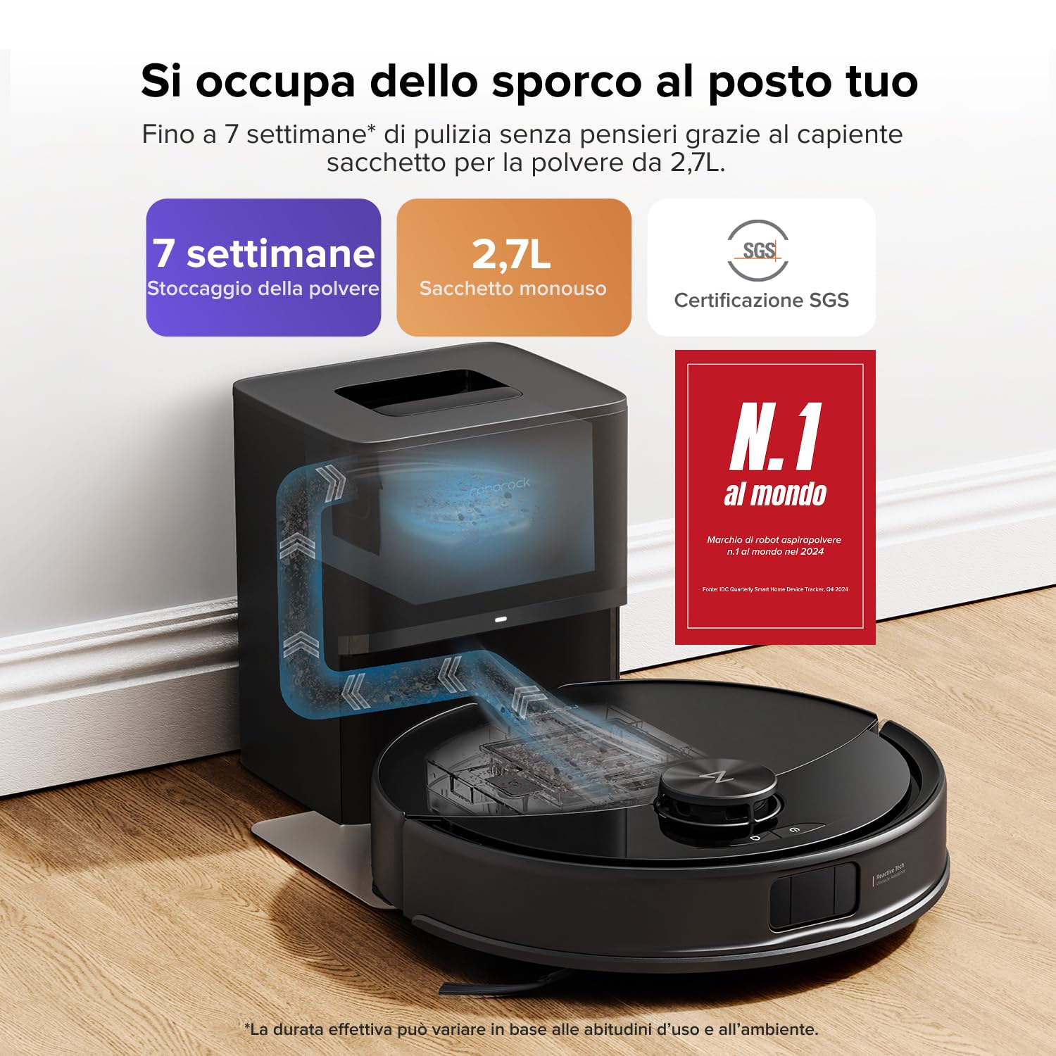 roborock Q10 S5+ Set Robot Aspirapolvere con Stazione, 10.000Pa, Panno Sollevabile, Pulizia VibraRise 2.0(3000 volte/min), Anti-groviglio, Evitamento degli Ostacoli, Strategie dei Tappeti, APP, Nero