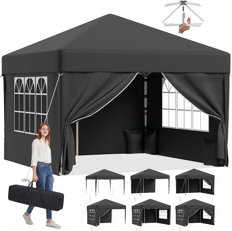 JUMMICO Pop-up-Pavillon 3 × 3 m mit verstärktem Gestänge