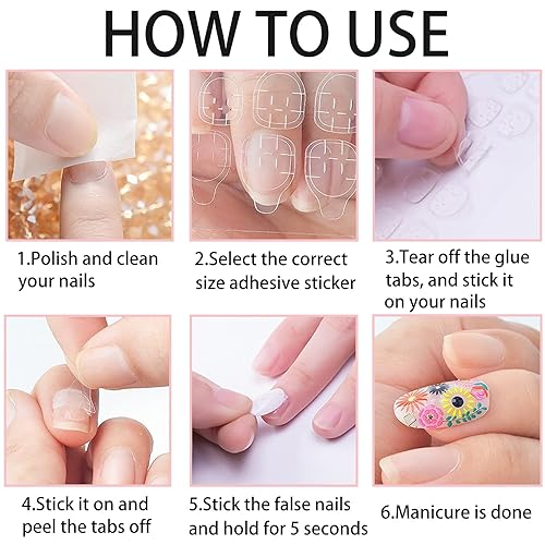 Miniatura 5 de 10 hojaslote (240 piezas) Pegamento de gel de gelatina de uñas de doble cara Adhesivo Adhesivo Transparente Flexible Impermeable Transpirable Uñas