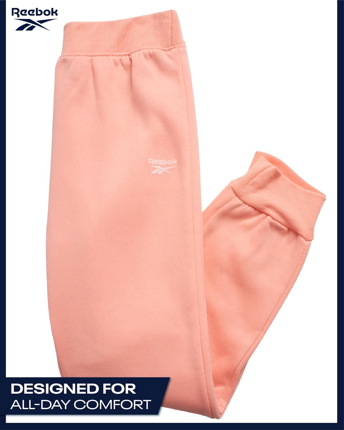 Reebok Girls Sweatsuit Set - 2 Piece Soft Long Sleeve Hoodie Sweatshirt and Sweatpants for Girls - Athletic Sweatsuit, Size 7, Peach - Image 6