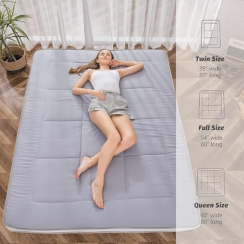 Miniatura 98 de MAXYOYO - Colchón tipo futón japonés, acolchado, para cama, extra grueso, plegable, transpirable, tumbona para el suelo, cama de invitados para Azul
