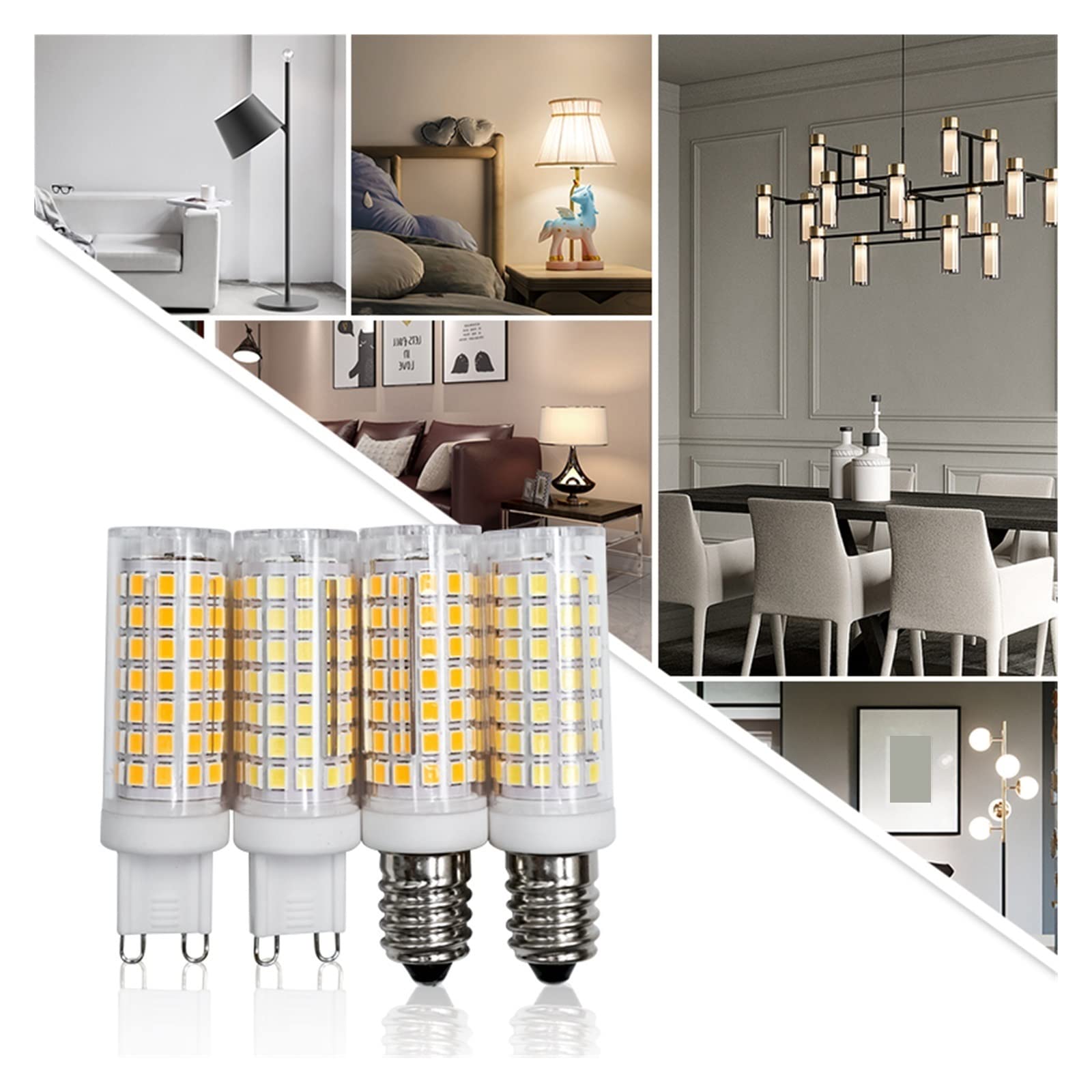 6 sztuk/partia G9 możliwość przyciemniania LED żarówka kukurydziana 12W lampa bez migotania 220V 110V E14 wymień 60W halogen na żyrandol sufitowy oświetlenie sypialni Lucky (Color : Warm White