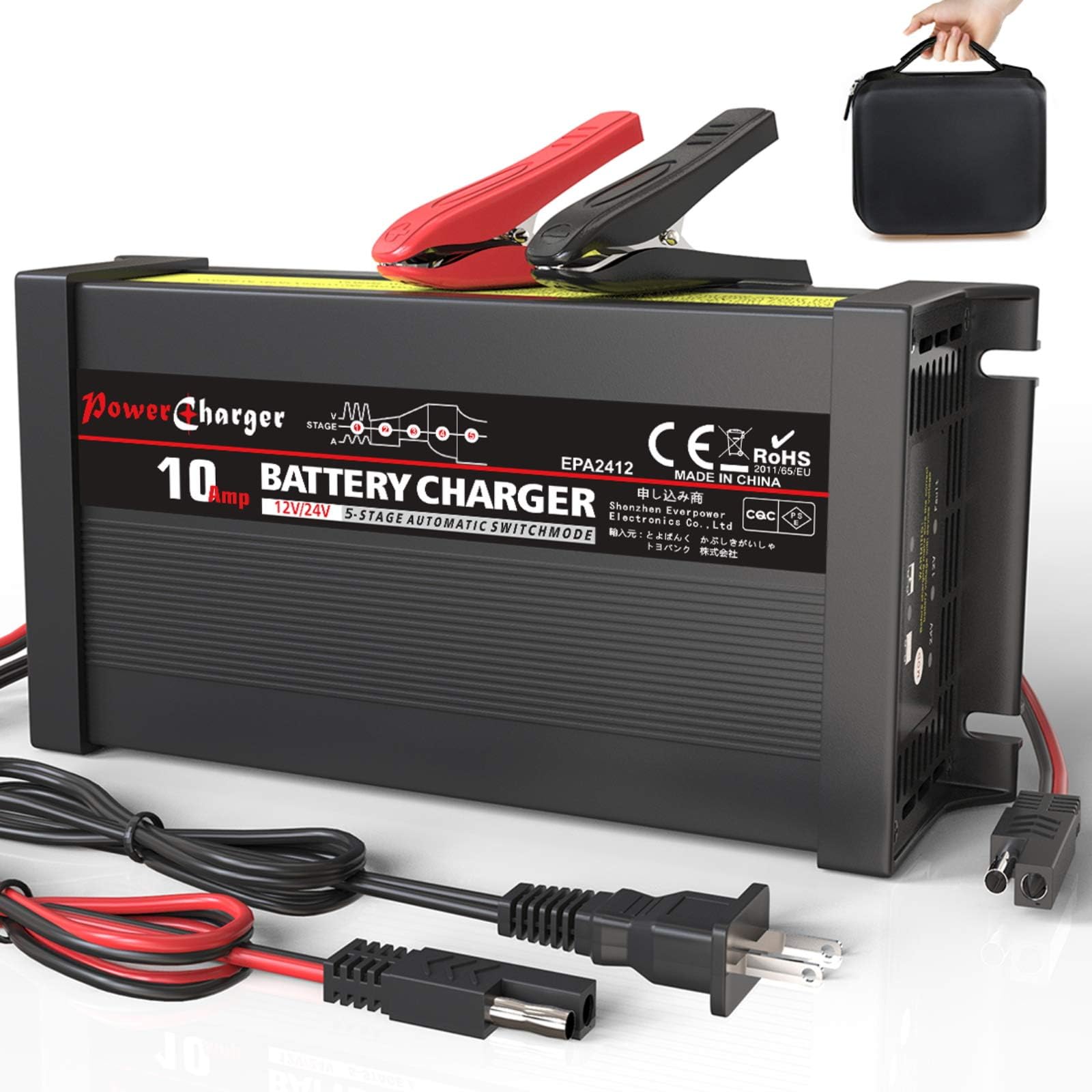 LST 12V 24V Truck Battery Charger Maintainer Auto Trickle Deep Cycle Charging for Automotive Car Marine Boat RV SLA ATV AGM Gel Cell WET Lead Acid Batteries