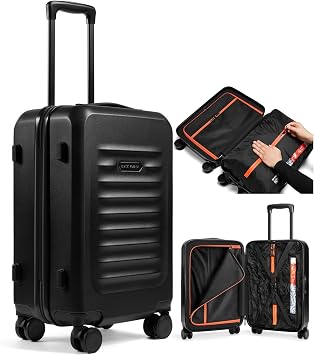BlackVoyage Air Vacuum Seal Suitcase Carry-On 20-Inch Travel Luggage USB Port 20" AirCabin Air Compression Pump Matte Black - Select, 50L Capacity 1 Vacuum Bag