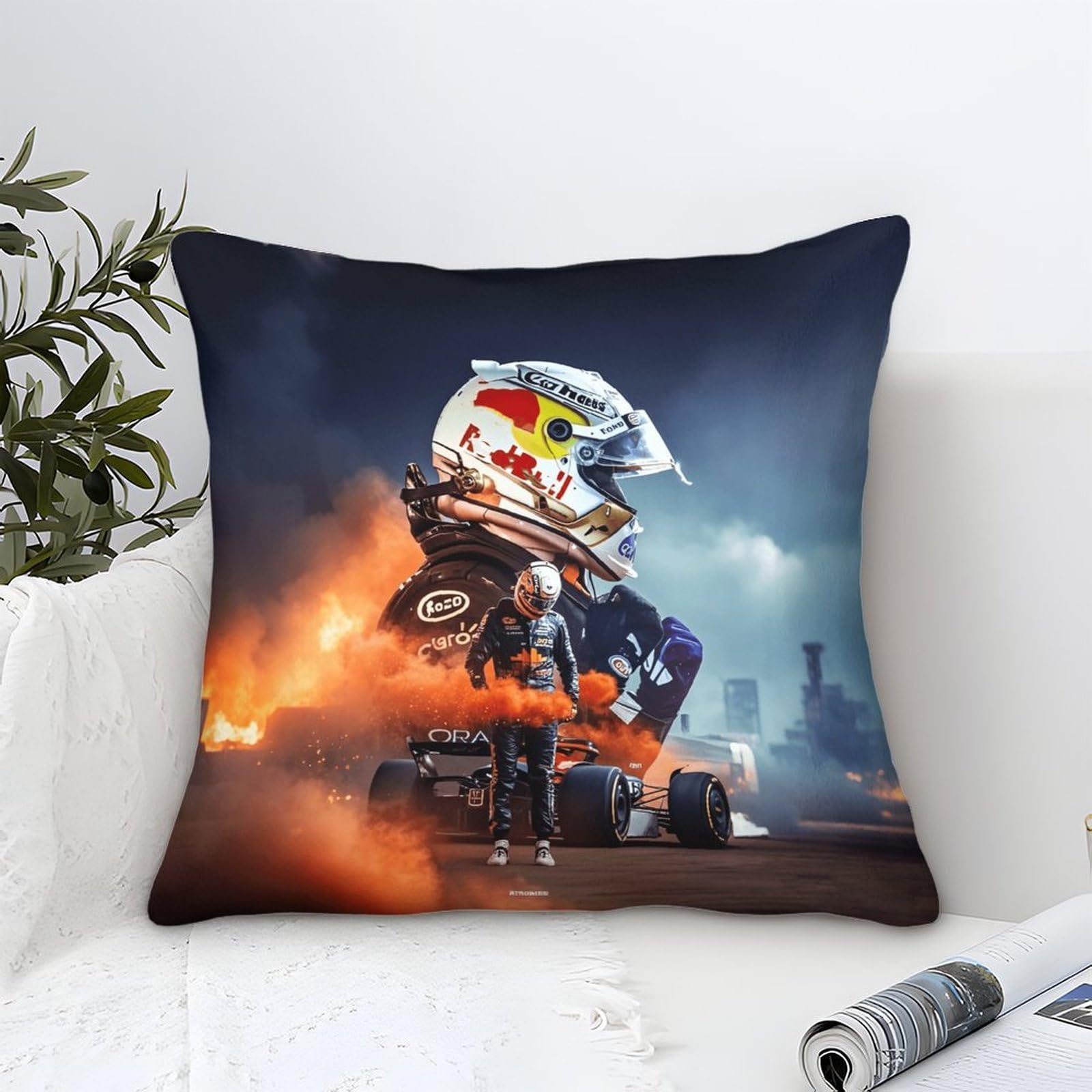 3U6C4M9K Maxverstapen Cushion Cover 50x50cm Formulaa Racing Throw Pillow Cover for Couch Sofa Home Decor, Microfiber