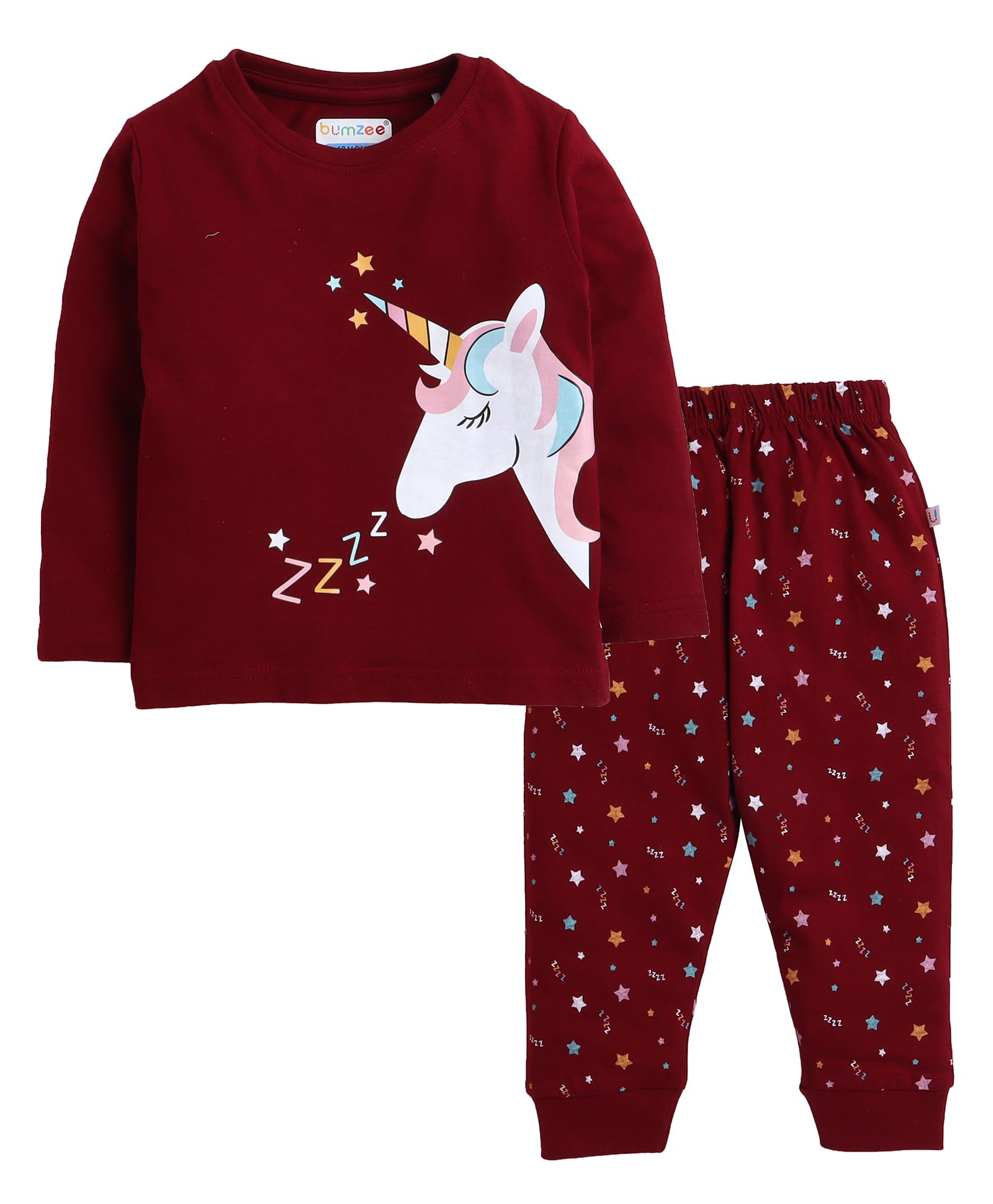 BUMZEEGirls Full Sleeves T-Shirt & Pyjama Set