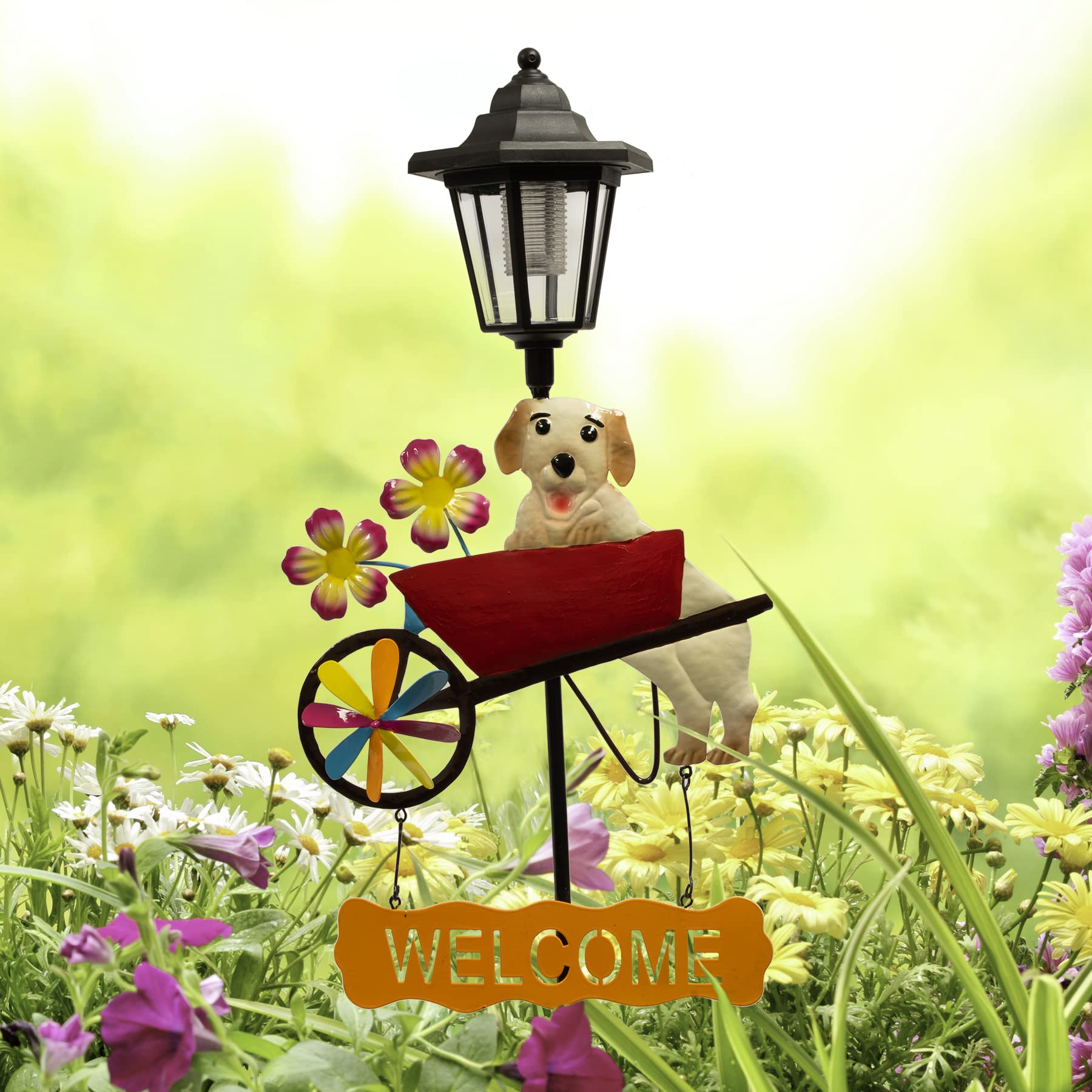 CrosslightDog Welcome Sign Solar LED Waterproof Outdoor Garden Stake - Decorative Electronic Light Garden Decor for Yard, Lawn, Patio, Deck, Pathway, Pond, Backyard