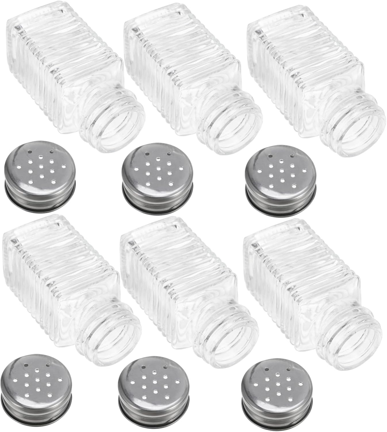 6pcs Lid Glass Seasoning Bottles Modern Shakers for Home Commercial Use