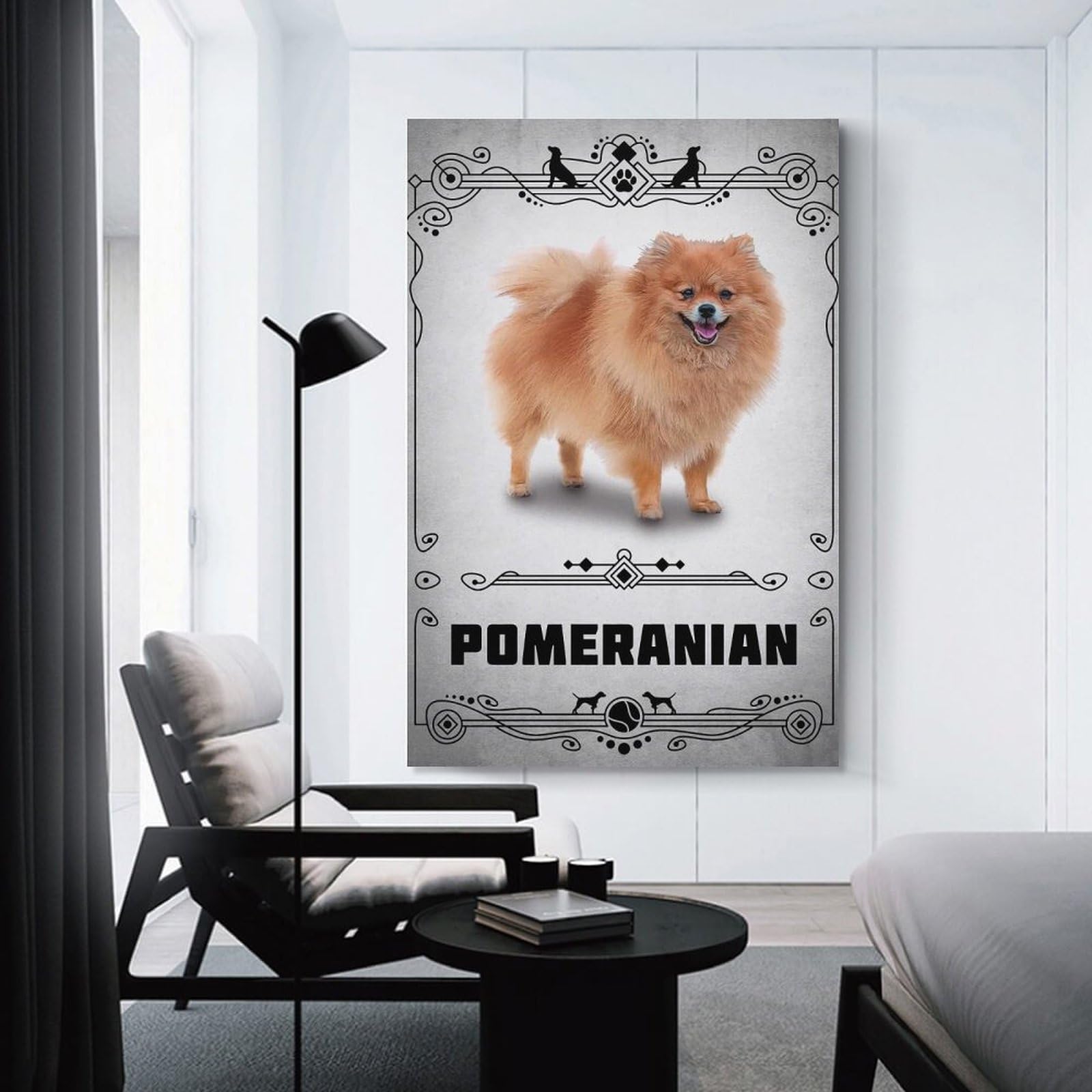 Junmoney Pomeranian Canvas Wall Picture 24x36inch(60x90cm), for Contemporary Homes, Apartments Or Offices, Wall Decor with Flexible Room Appeal