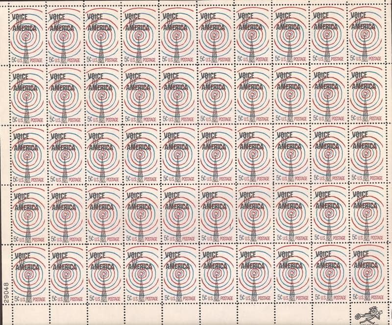 Voice of America Sheet of 50 x 5 Cent US Postage Stamps Scott 1329