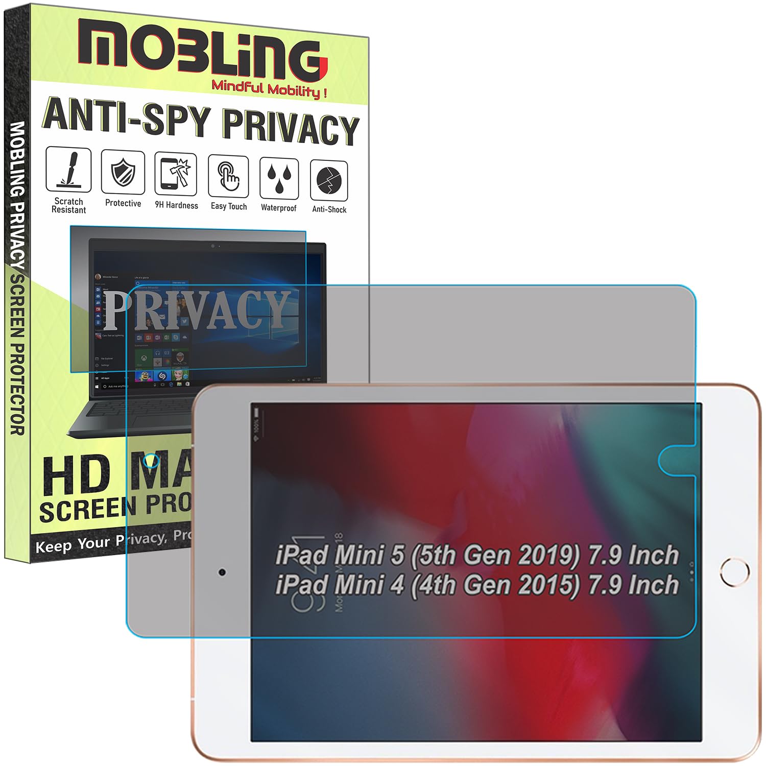 privacy matte anti spy screen guard compatible with apple ipad mini 5th generation 2019, ipad mini 4 2015 4th gen (7.9 inch) (a2124/a2125//a2126/a2133) not a tempered glass screen protector