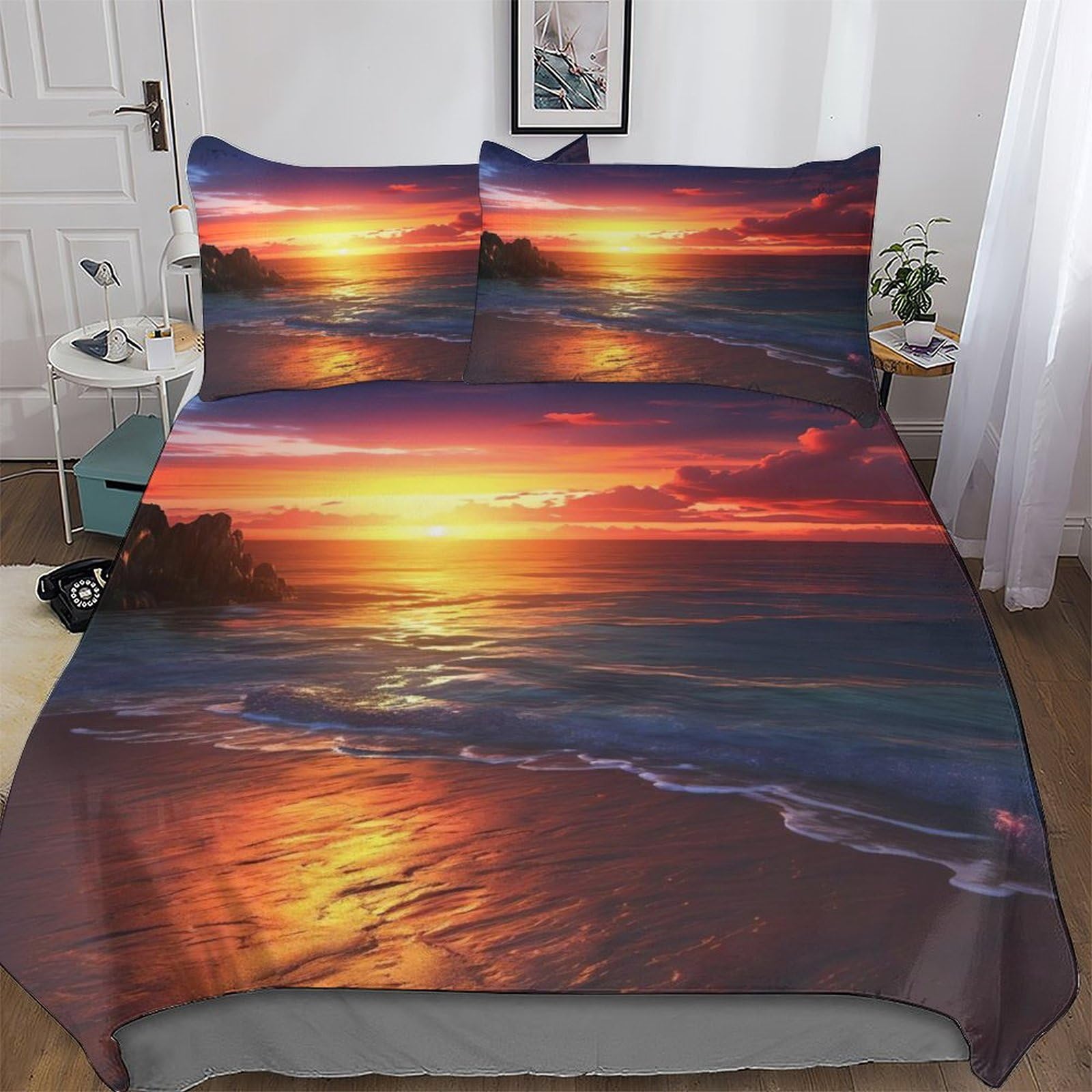 Housse de couette 220x240cm imprimée pour cocooning d'hiver soleilset