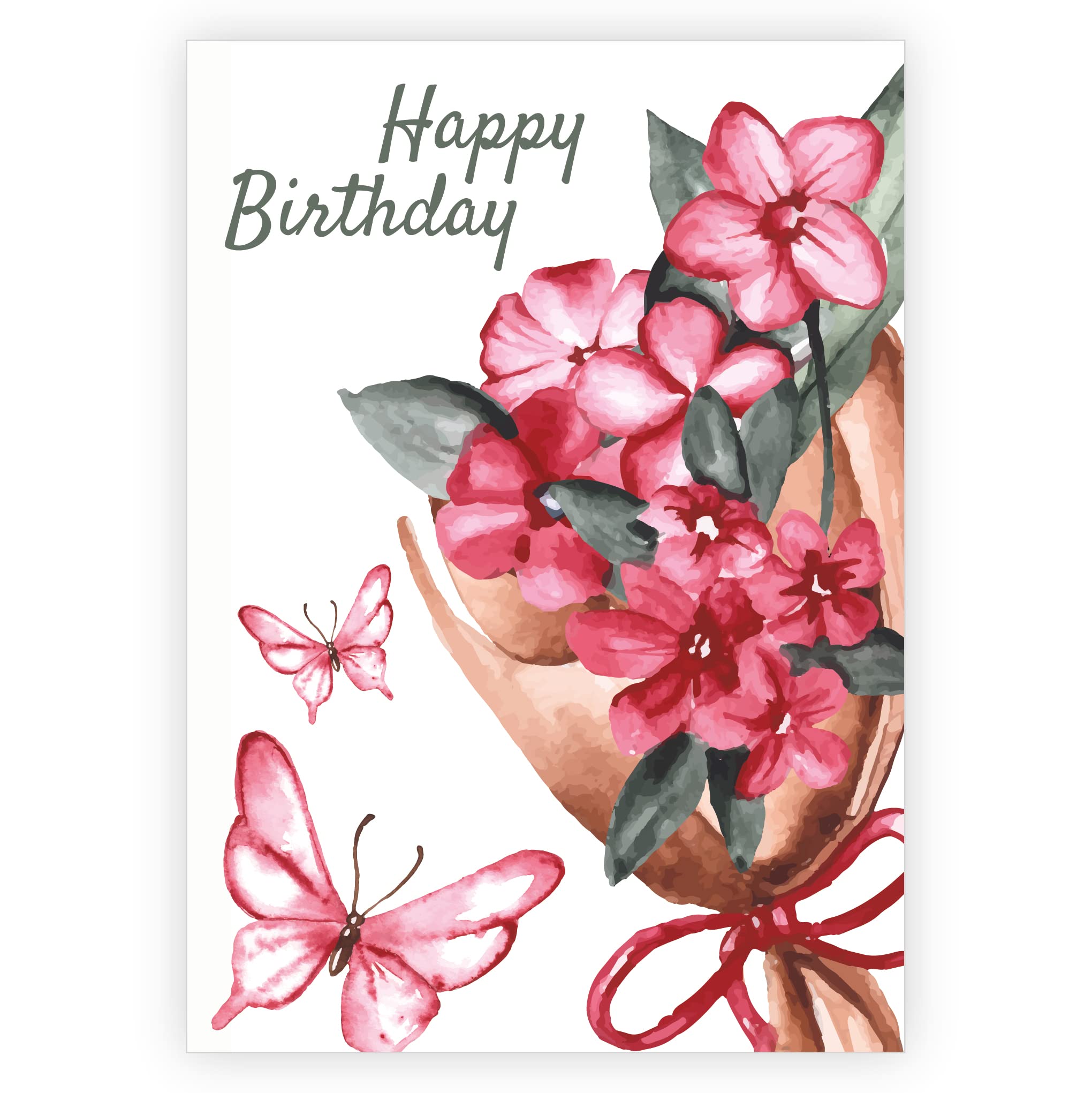 Kartenkaufrausch 16 Karten: Wunderschöne Geburtstagskarte mit Blumenstrauß und Schmetterlingen um lieben Menschen zum Geburtstag zu gratulieren: Happy Birthday