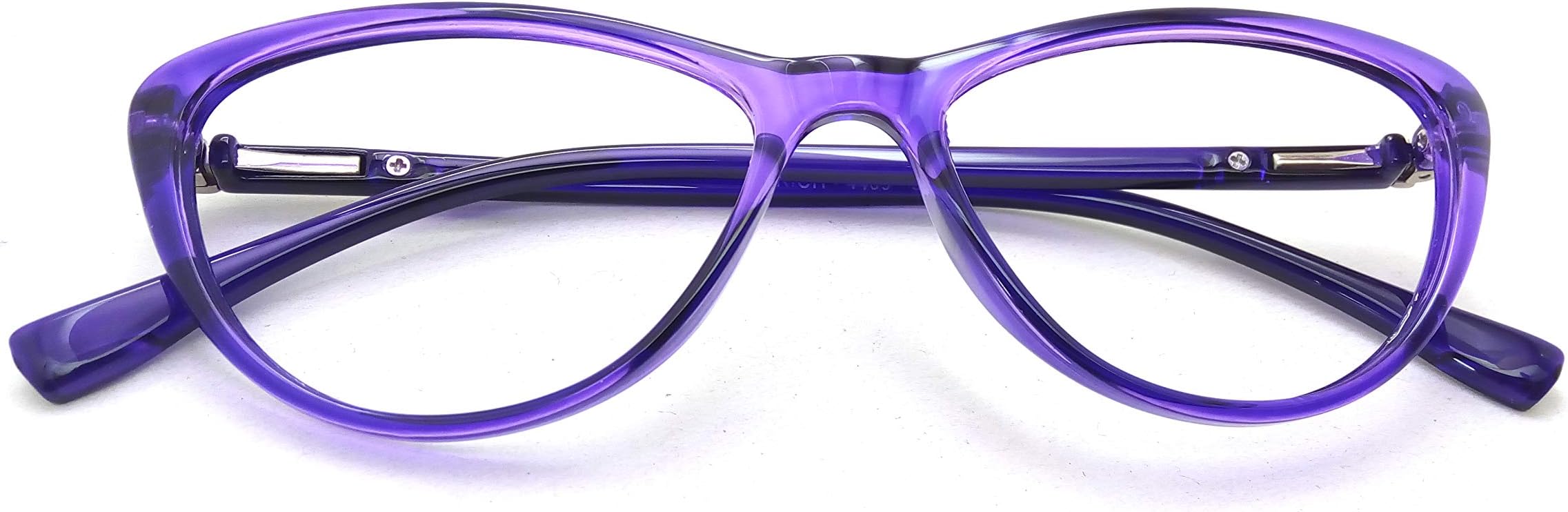 N SpecsN Specs anti reflective glasses tr fully light weight cat eye type purple frame with zero power reflection free computer glasses (Green Anti Reflected Glass)