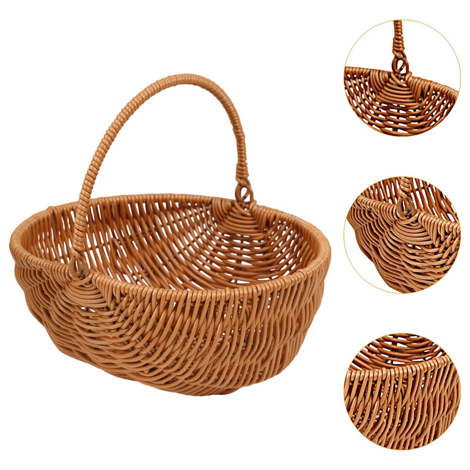 rockible Cestino da Picnic Intrecciato di con Manico, Regalo Pratico, Leggero, Durevole e Facile da trasportare, Cestino per
