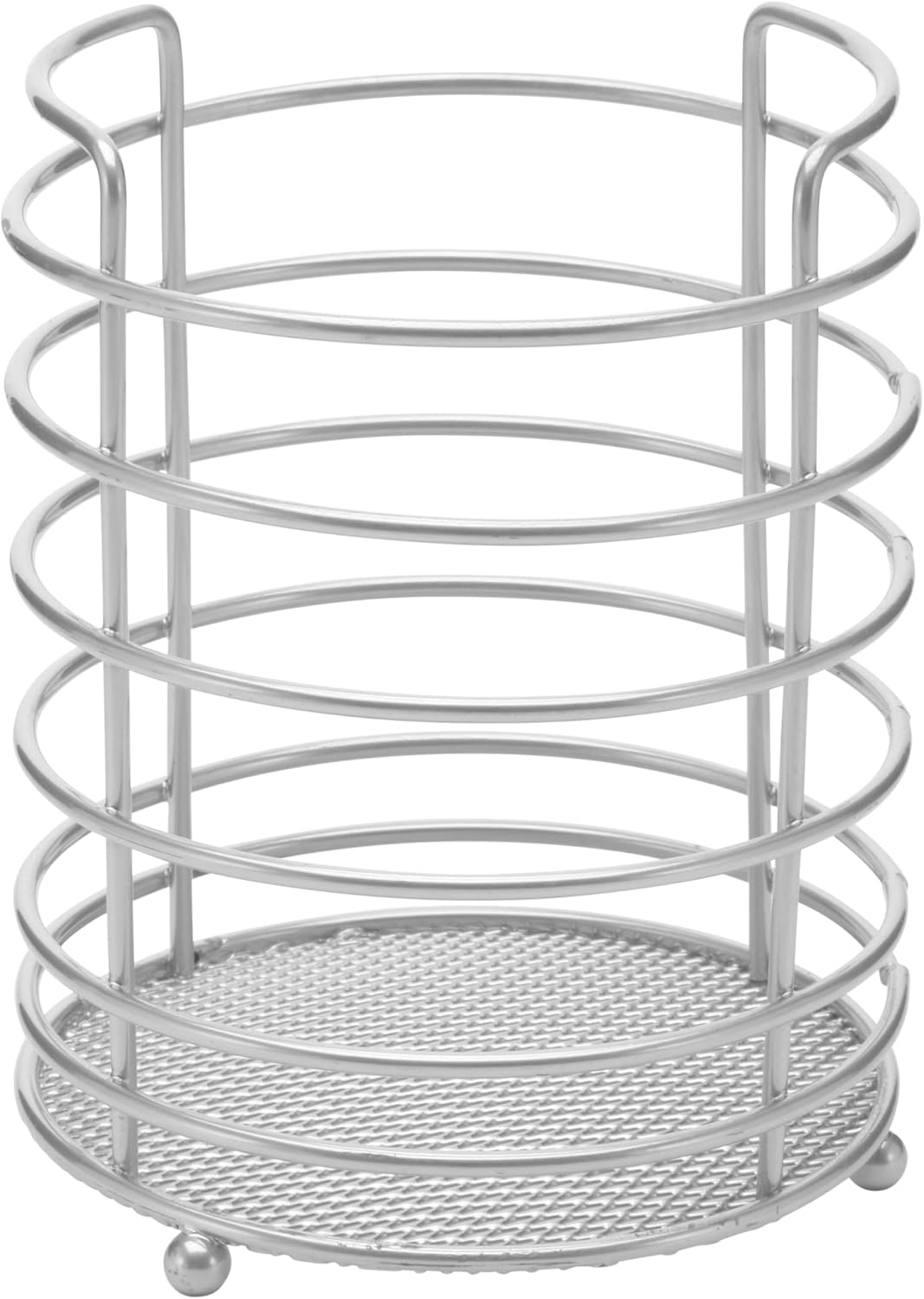 YBM Home Round Chrome Utensil Holder Caddy and Drying Rack for Kitchen Countertop