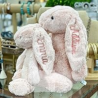 Vista 2 de Embroidered Plush Bunny With Child'S Name HandMade Custom Plush Toy Child'S First Easter Gift