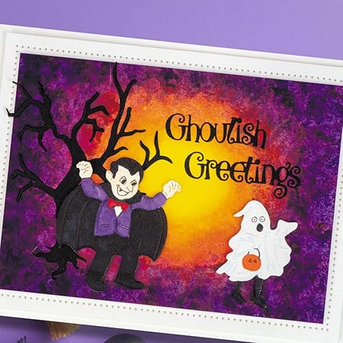 Miniatura 5 de SCARY GREETINGS - Troqueles troquelados para hacer tarjetas, troqueles de corte de metal, troqueles de papel para álbumes de recortes, suministros