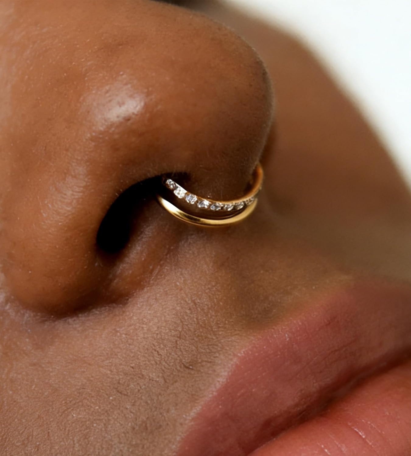 MODRSA Gold Cartilage Earrings For Women Helix Piercing Jewelry Double Hoop Earring Cartilage Hoop Second Hole Earrings For Women 16G Septum Ring Clicker Nose Ring 8mm Hinged Nose Hoops 2pcs - Image 5