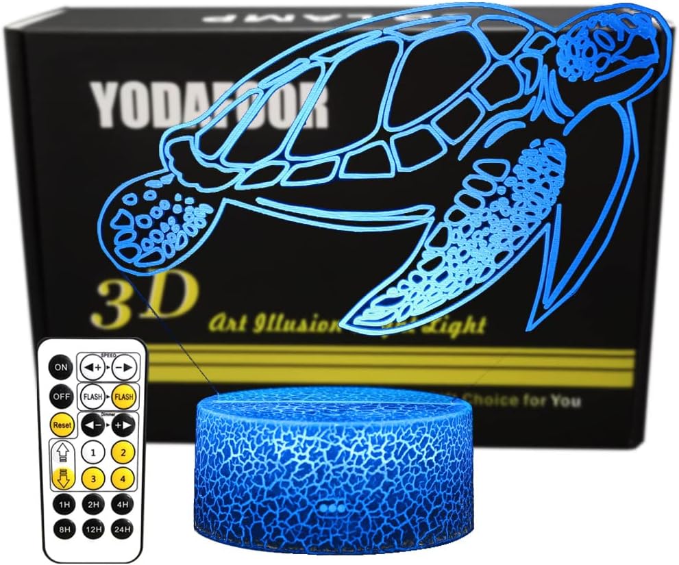 YODAFOOR Ocean Sea Turtle Gift, 3D Illusion Turtle Night