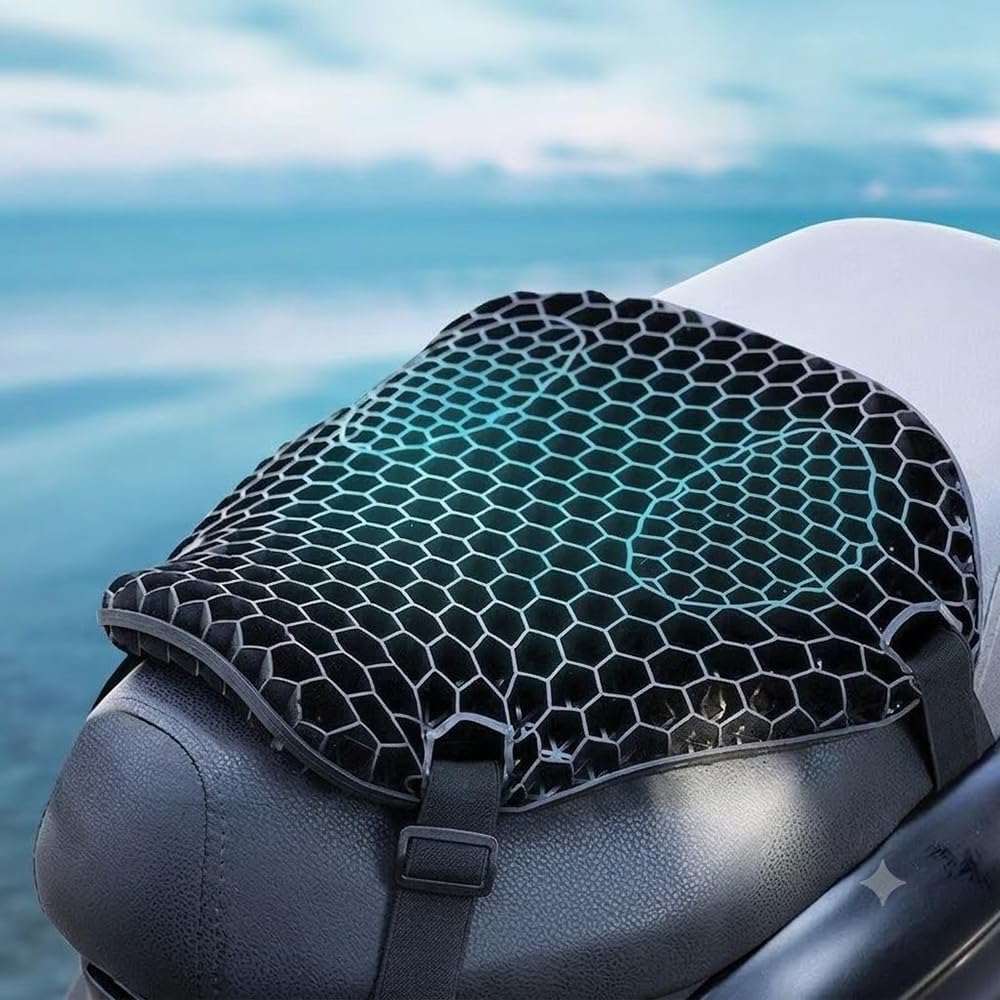 zhangqin Cuscino Sella Moto in Gel per Triumph Trident 660 Street Bike | Cuscino Moto Traspirante a Nido d'Ape 3D con Copertura Antiscivolo, Supporto Coccige per Lunghi Viaggi, Assorbimento Urti