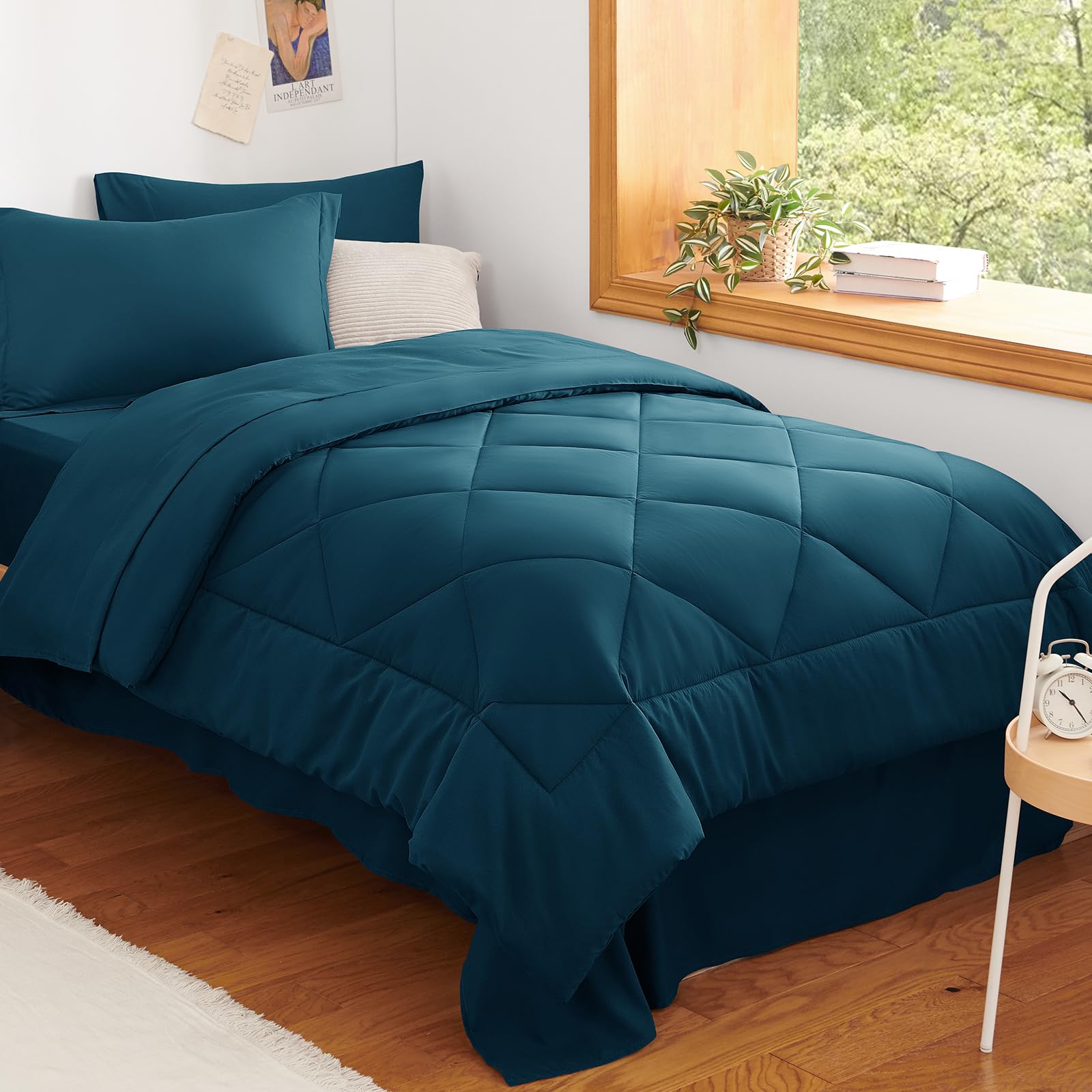 CozyLux Twin XL Comforter Set 68"x88" Lyons Blue - 5 Piece Bed in a Bag