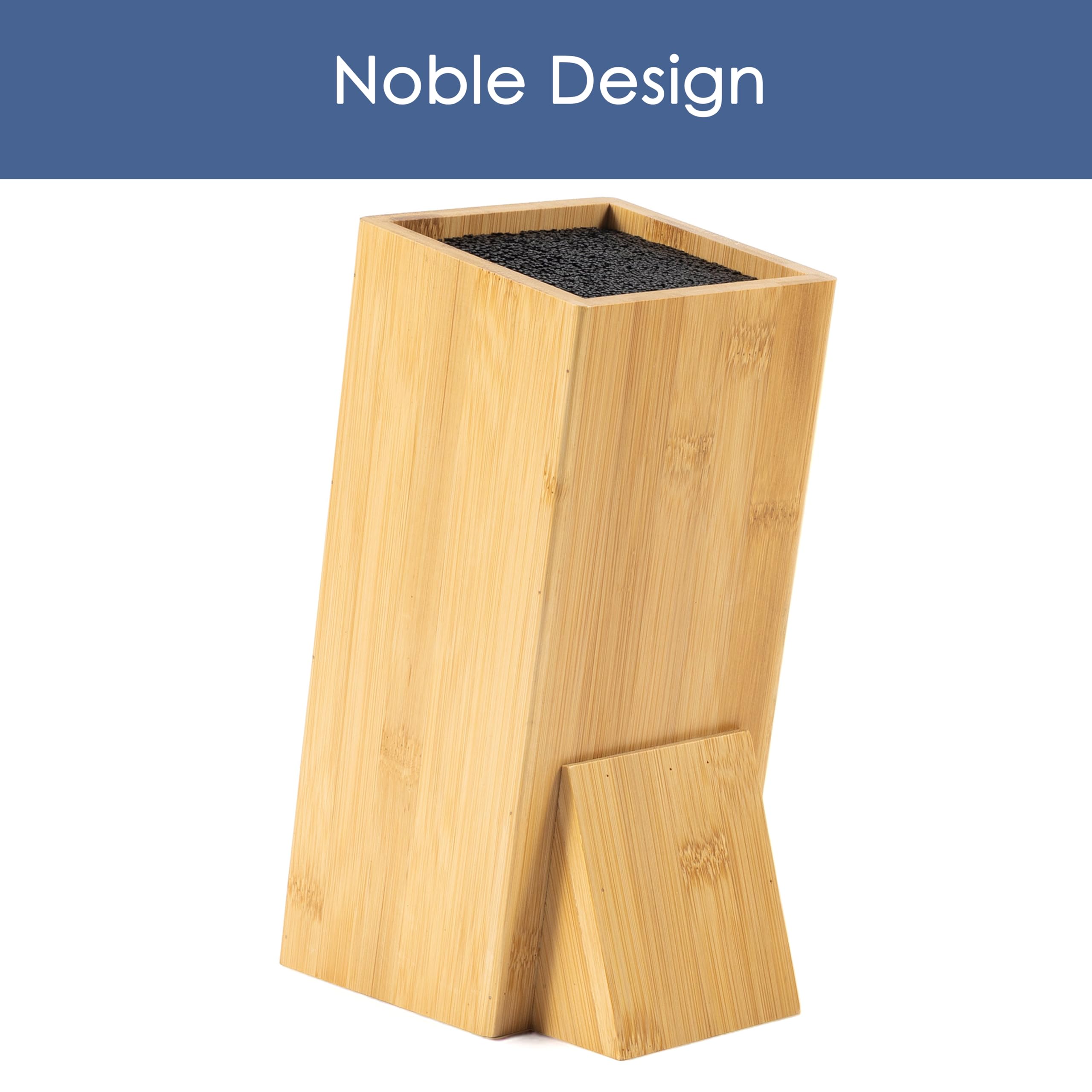 Hanseküche Bloc à couteaux - Porte-couteaux sans couteau - Planche à couteaux en bois (bambou, marron, carré, incliné, un compartiment)