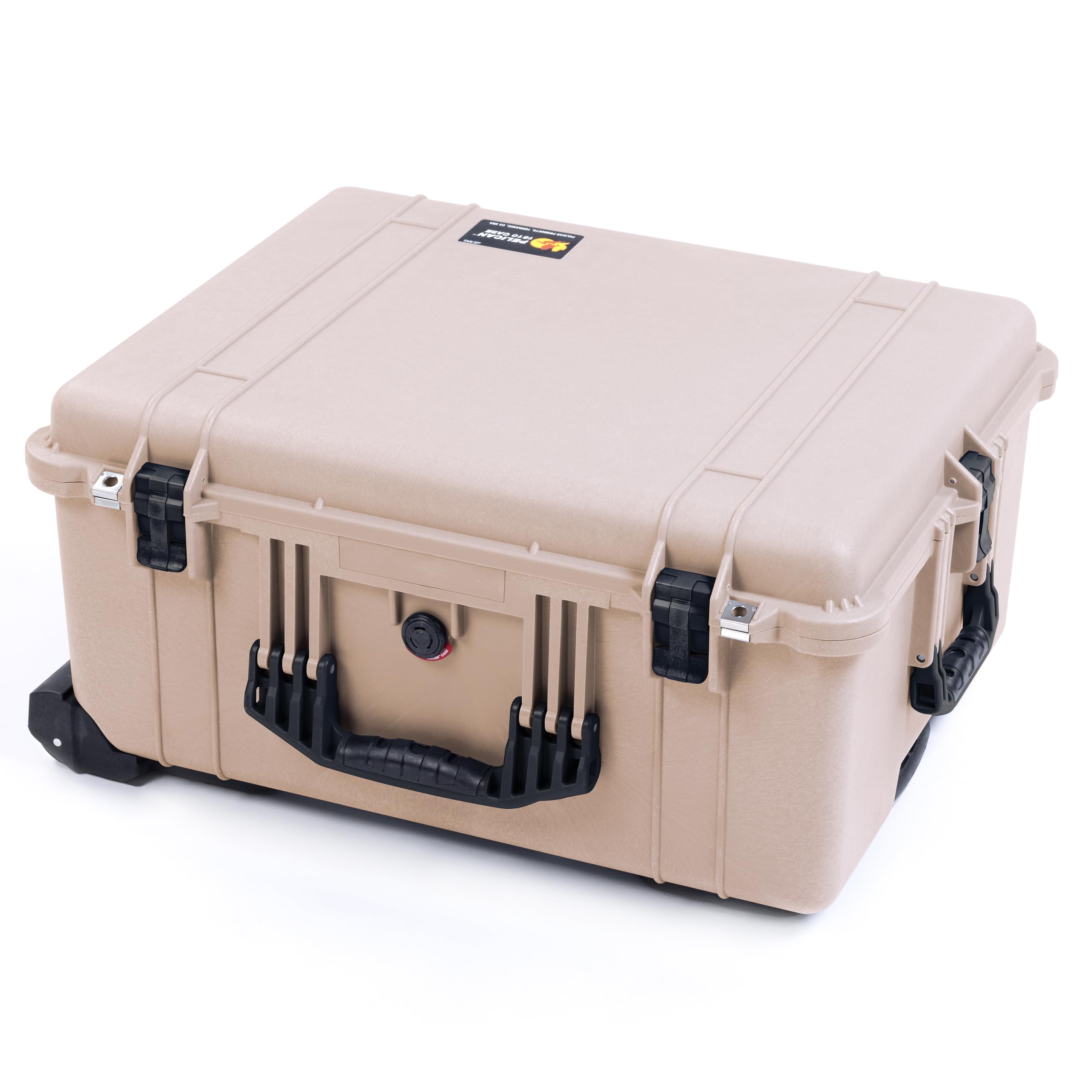 Pelican 1610 Case by ColorCase - Desert Tan - Large Sized Waterproof Case with Gray Padded Dividers & Convoluted Lid Foam - Black Handles & Latches