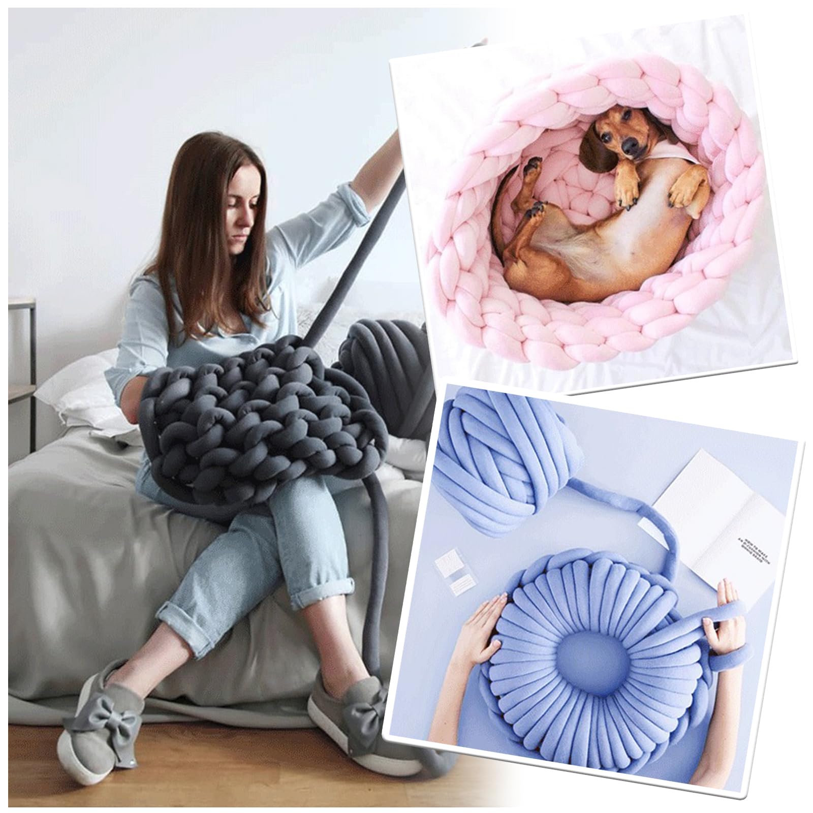 2 Pezzi Filato Gigante, 500g Filato Marshmallow, 25mm Filato Grosso Per Borse, Filo Tubolare Grosso Lavabile, Per Coperte A Mano, Cestini, Nidi Di Animali Domestici